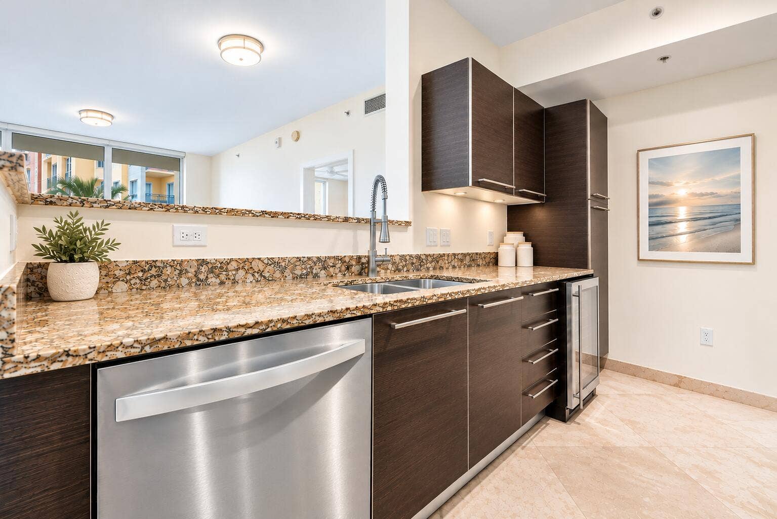 550 Okeechobee Boulevard, #1207, West Palm Beach, FL 33401 Kitchen with high Bar