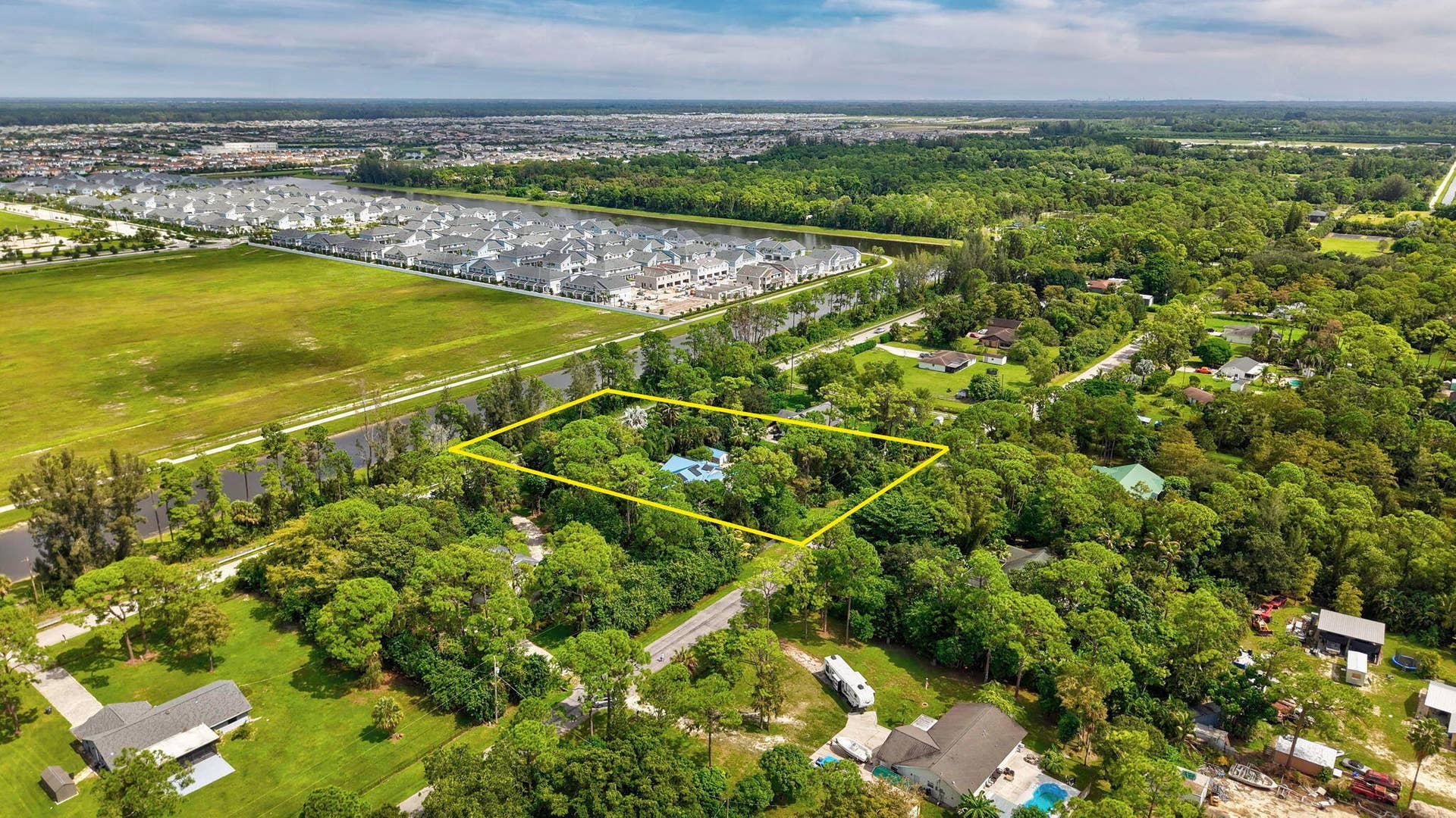 Lush green landscaping surrounding the property