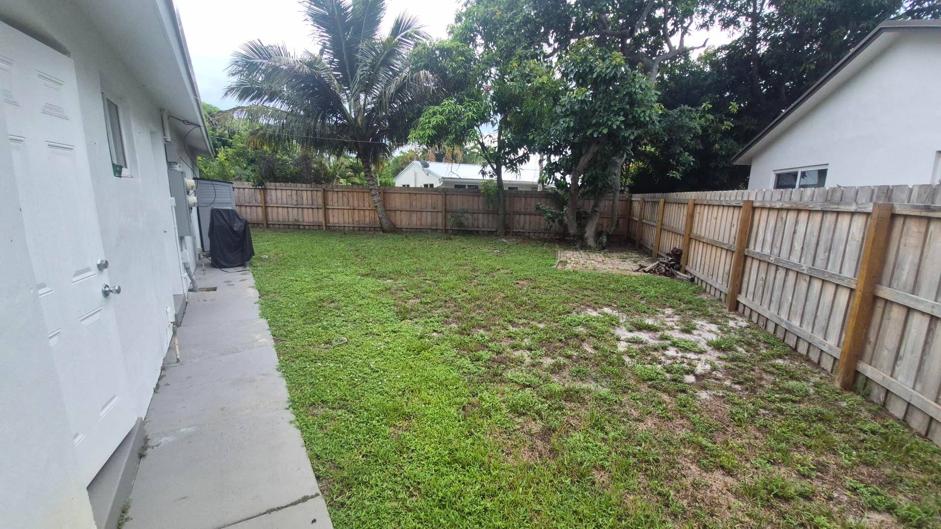 fenced backyard