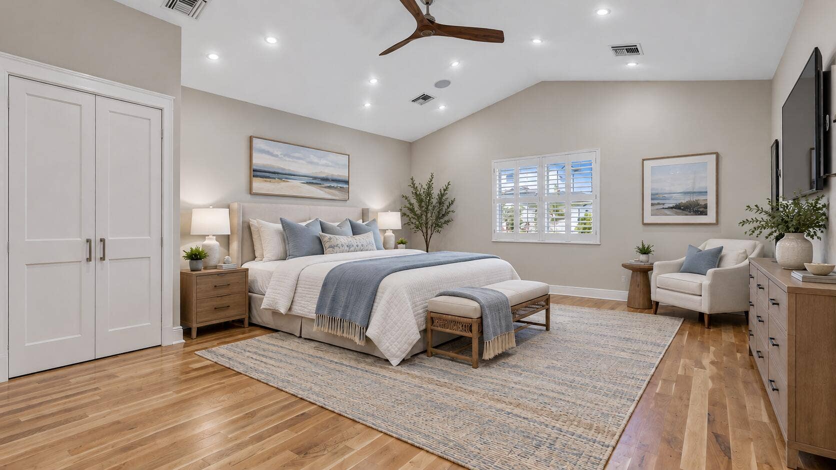 Virtual rendering of third bedroom with added closet.