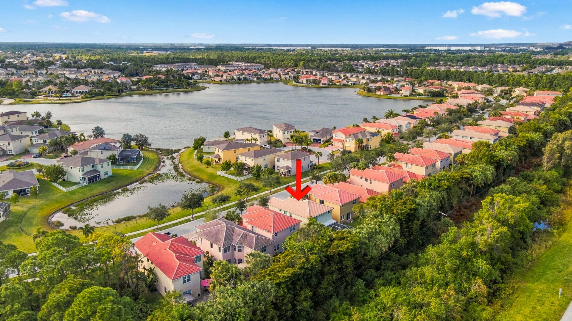 Aerial View of surrounding Lakes and community