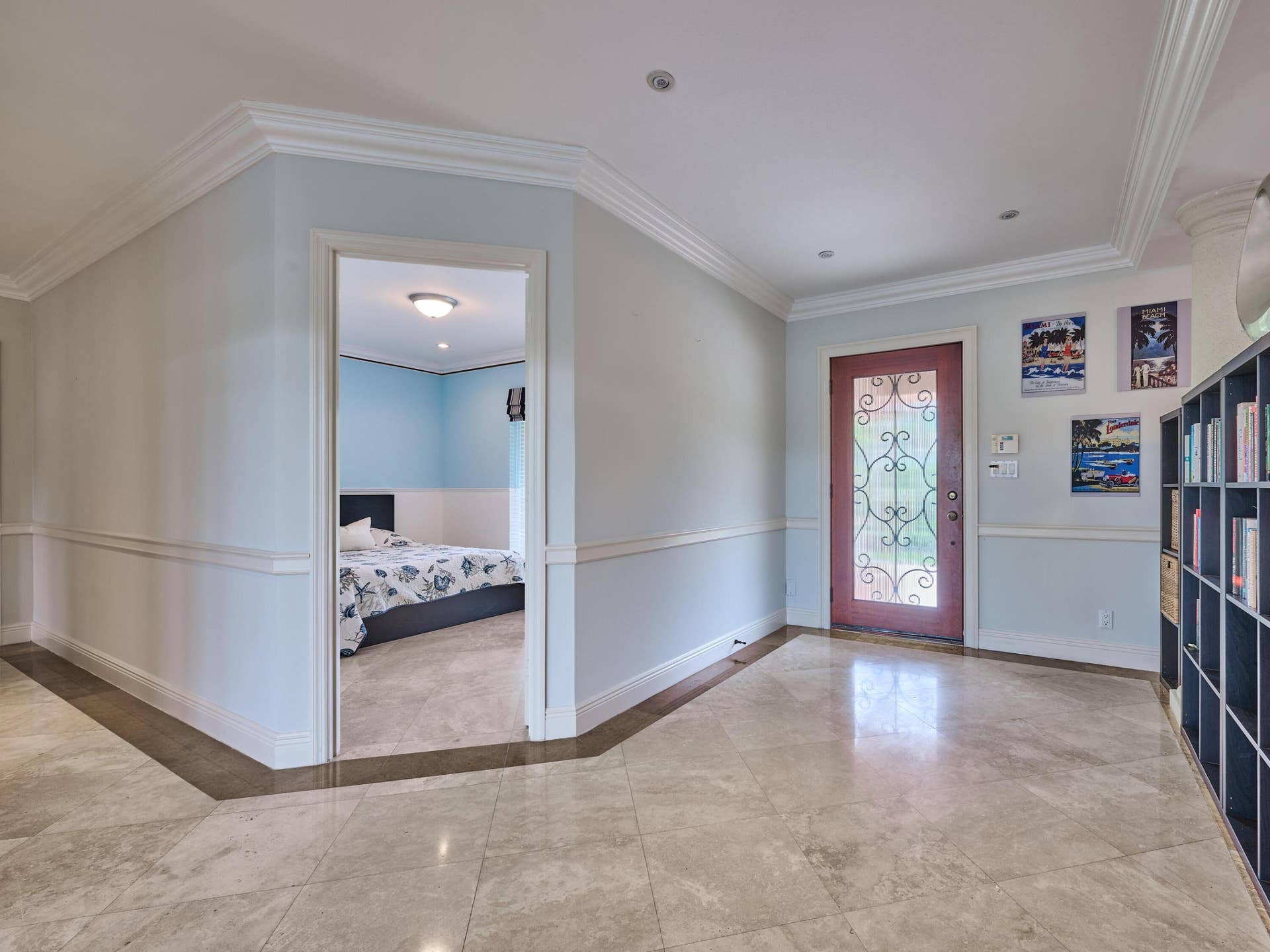 Front entrance, door to office being used as a bedroom.