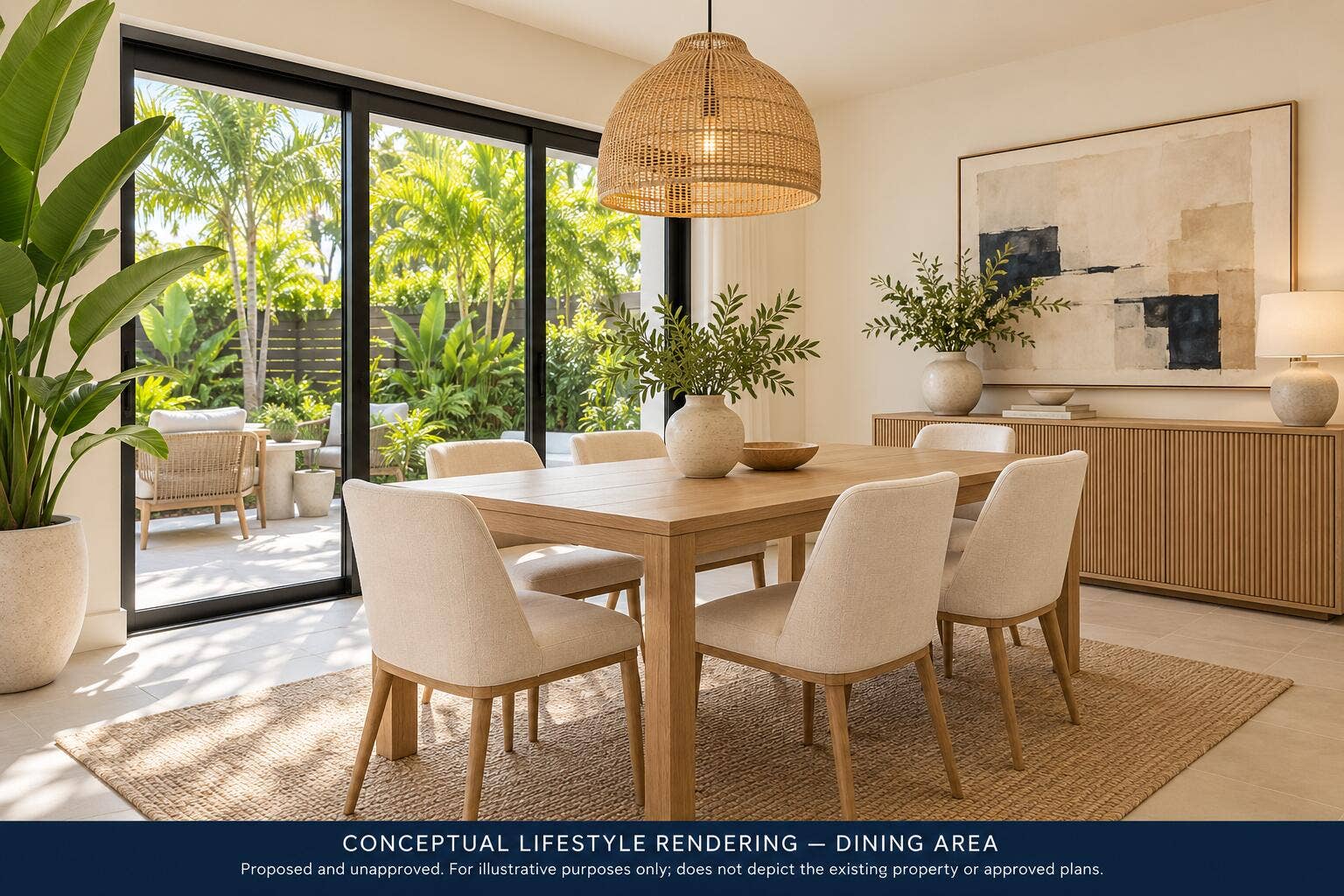 Fort Lauderdale, FL 33315 Sunlit Oak Dining Area