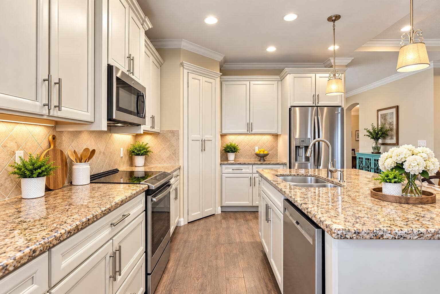 11331 SW LAKE PARK Drive, Port St Lucie, FL 34987 Bright Neutral Galley Kitchen with Islan