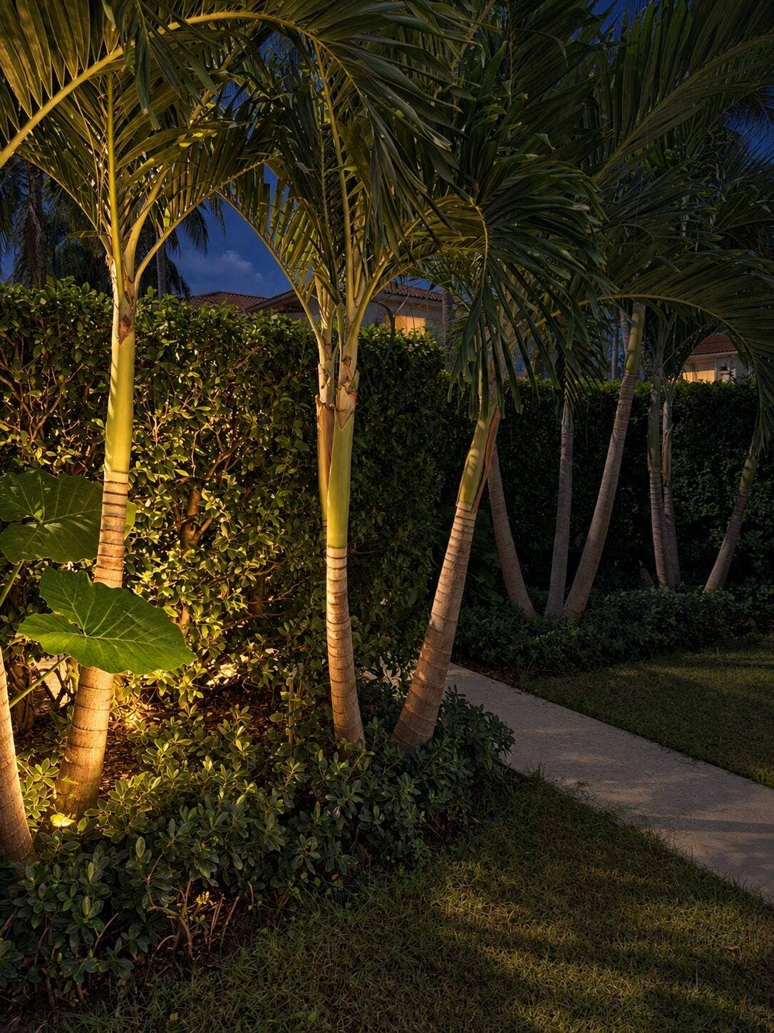 225 EVERGLADE Avenue, #Villa 5, Palm Beach, FL 33480 Night_Garden_Front_Walkway