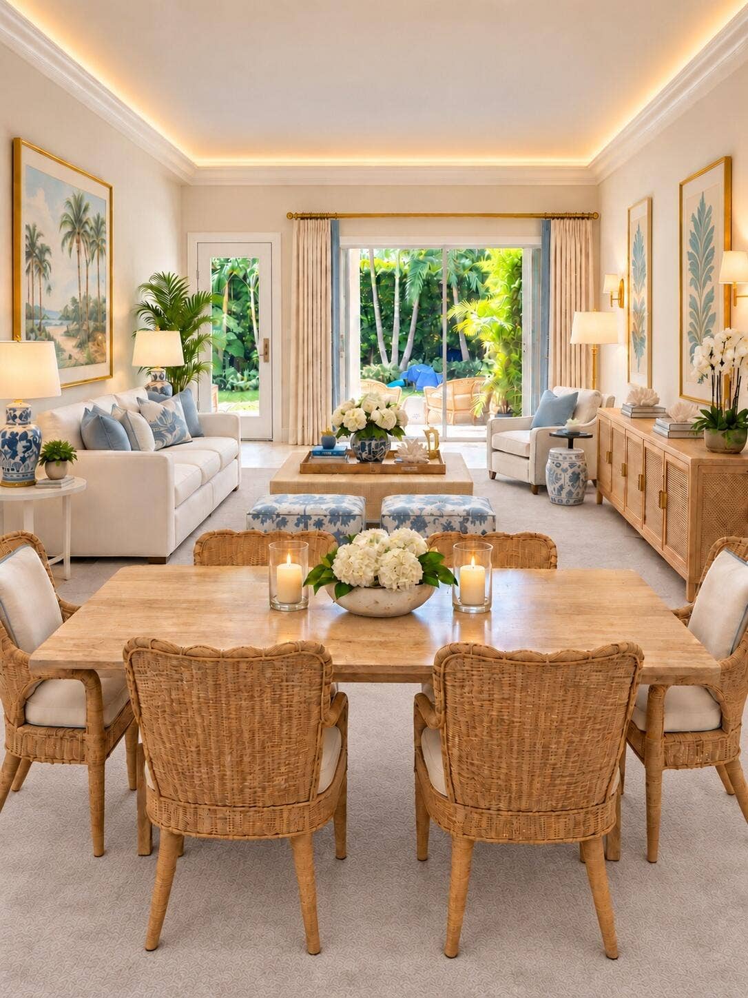 225 EVERGLADE Avenue, #Villa 5, Palm Beach, FL 33480 Staged Living Room (Villa Unfurnished)