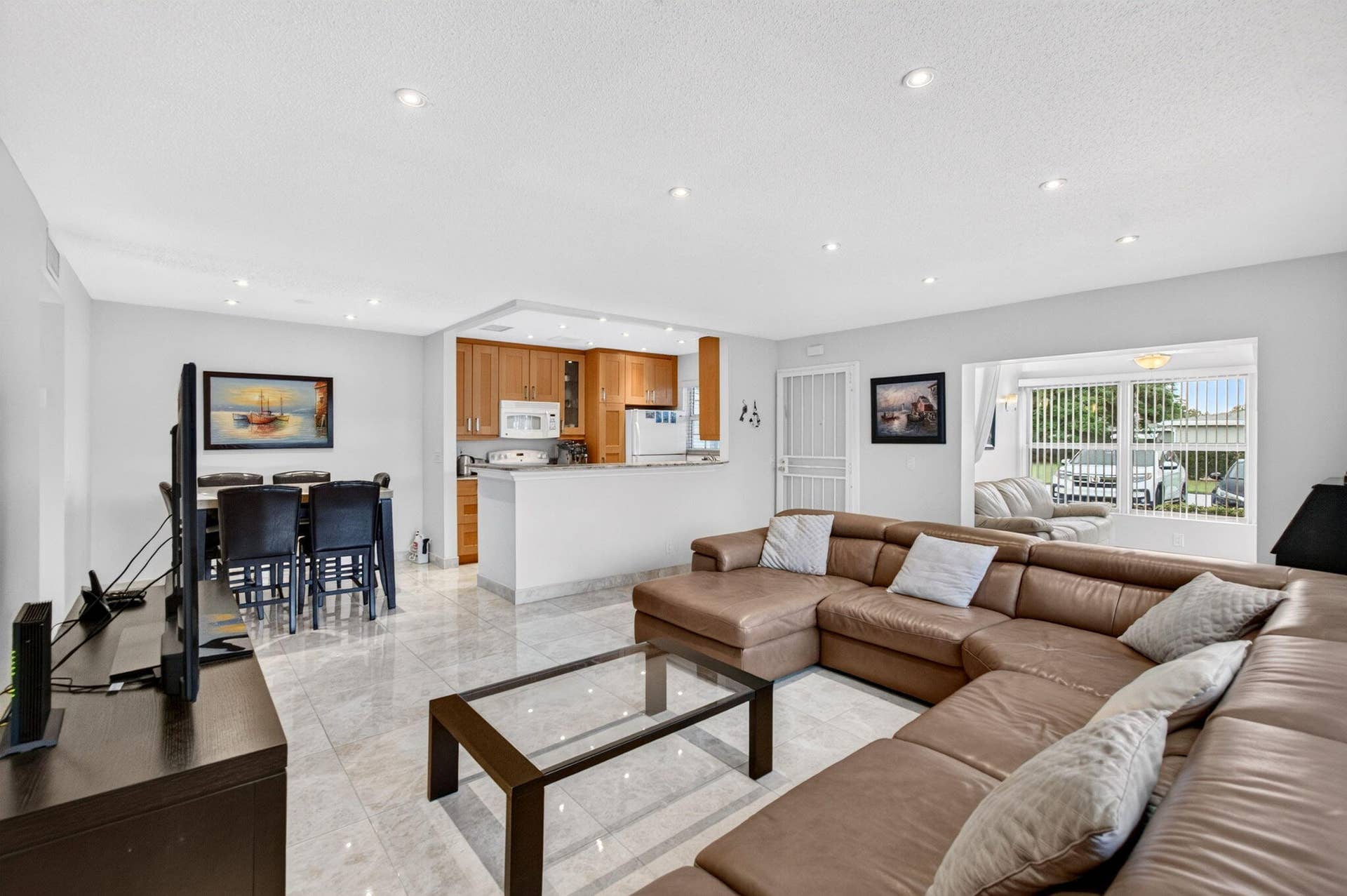 Living room and open concept kitchen vi