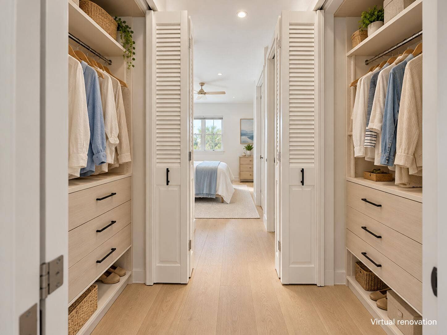205 SE 11th Terrace, Dania Beach, FL 33004 Modern walk-through closet with pale oak