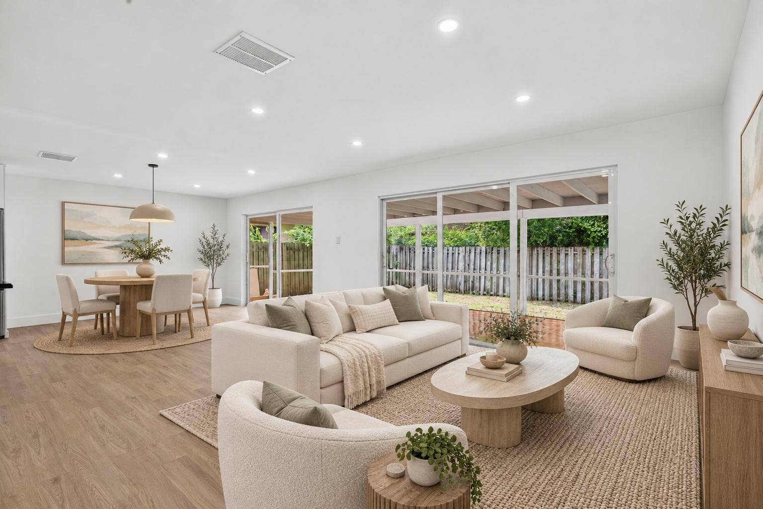 STAGED MASTER LIVING & DINING ROOM