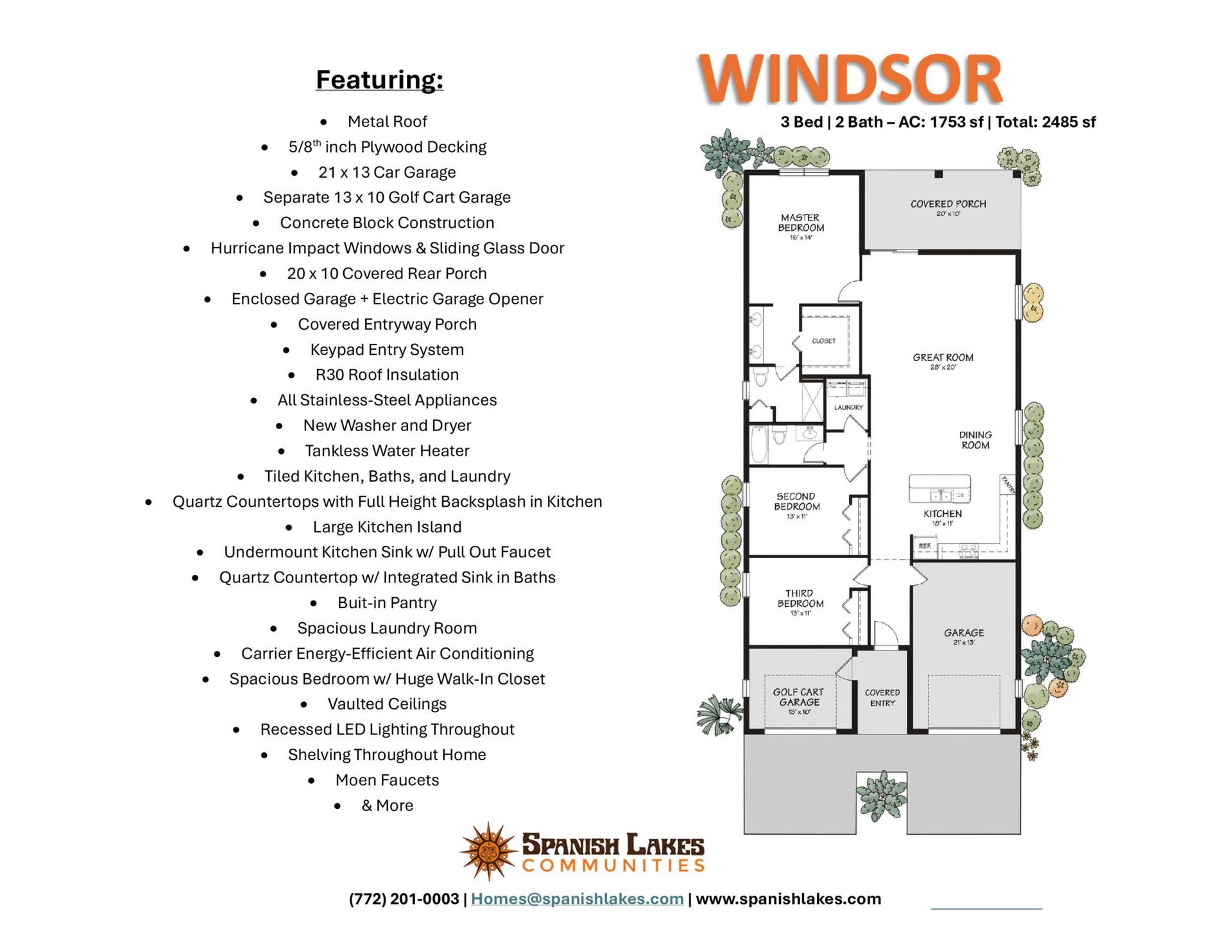 52 Lagos Del Norte, Fort Pierce, FL 34951 Windsor Floor Plan & Features Landscape