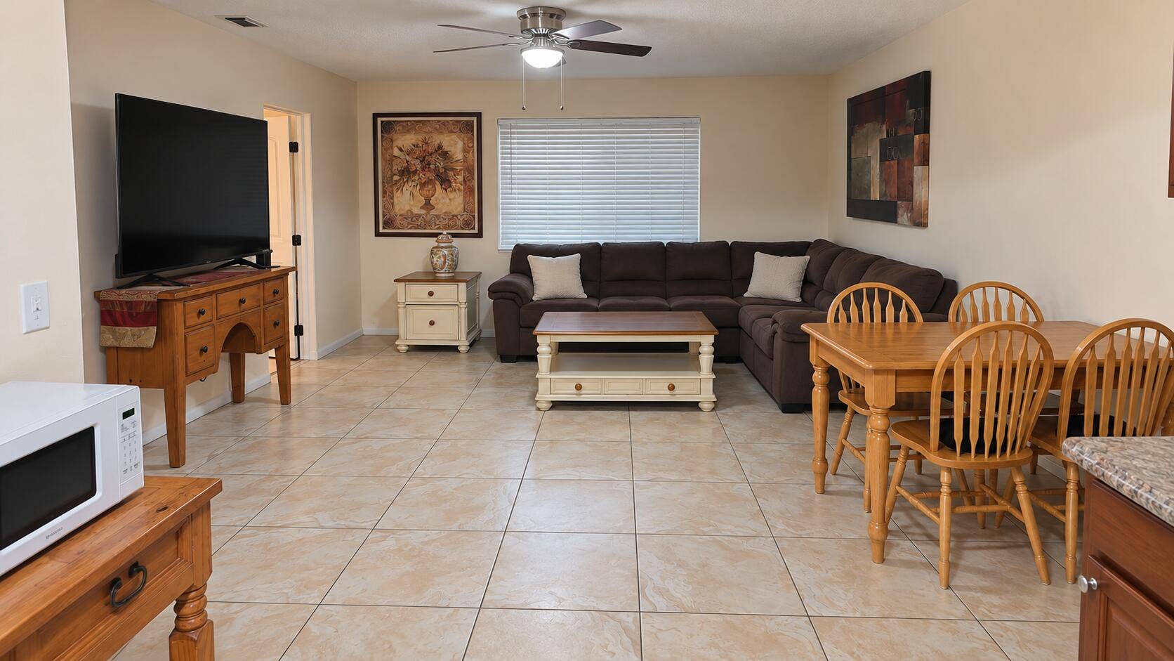 Tile flooring throughout