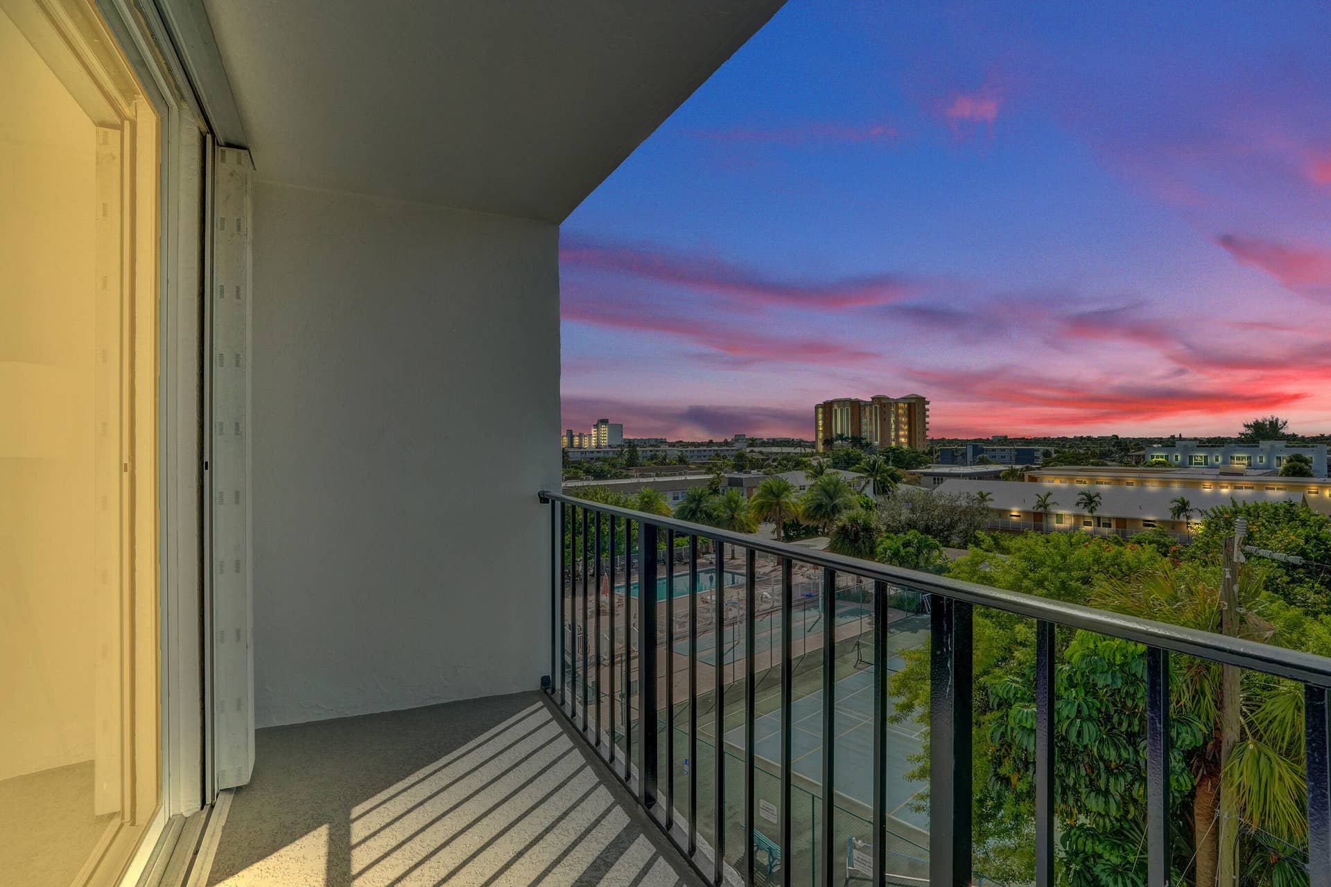 Enjoy a spacious , open air balcony with beautiful sunset views. Perfect spot to relax.