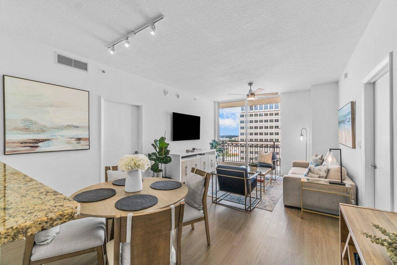 550 Okeechobee Boulevard, #1508, West Palm Beach, FL 33401 Fully Furnished Living & Dining Areas