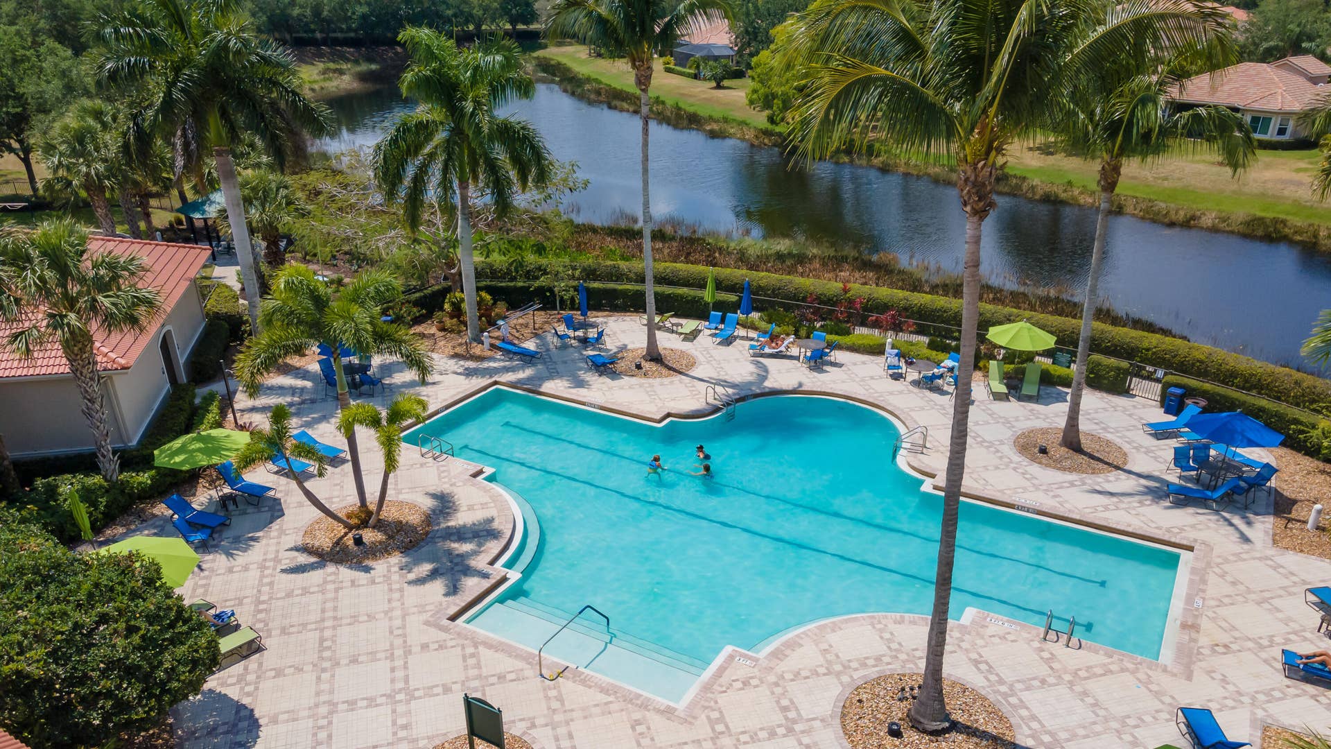 7603 Greenbrier Circle, Port St Lucie, FL 34986 Island Club Pool Aerial_