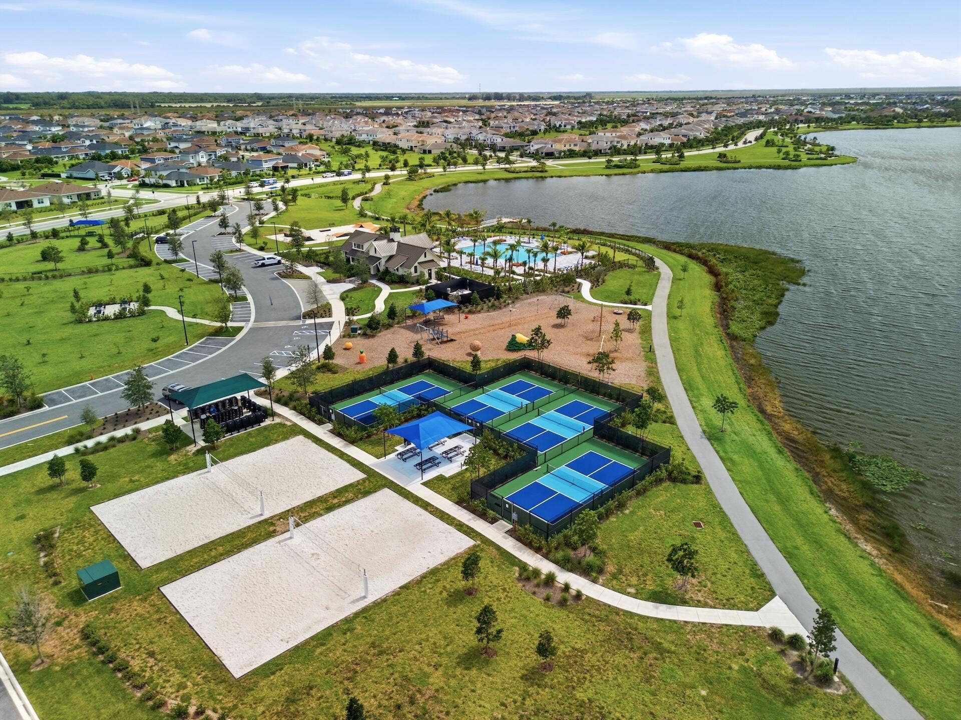 Pickleball courts and beach volleyball courts