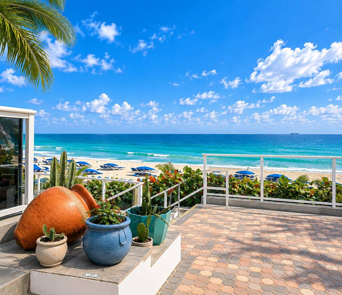 Sunny Tropical Beachfront Terrace