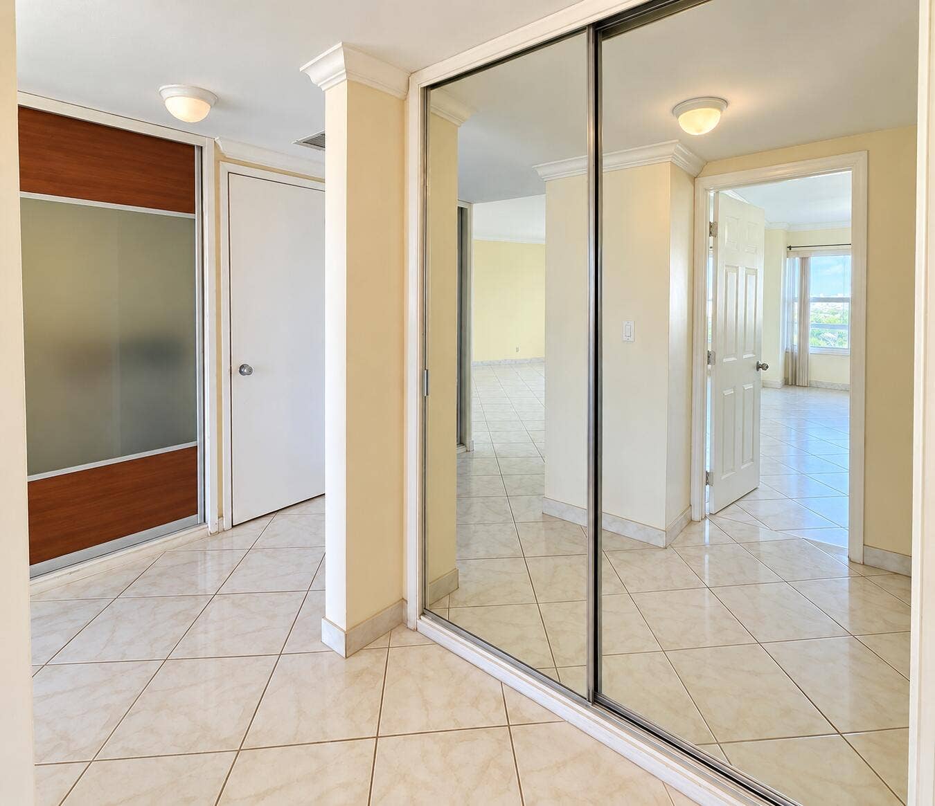 Closet in the bedroom and bathroom area.