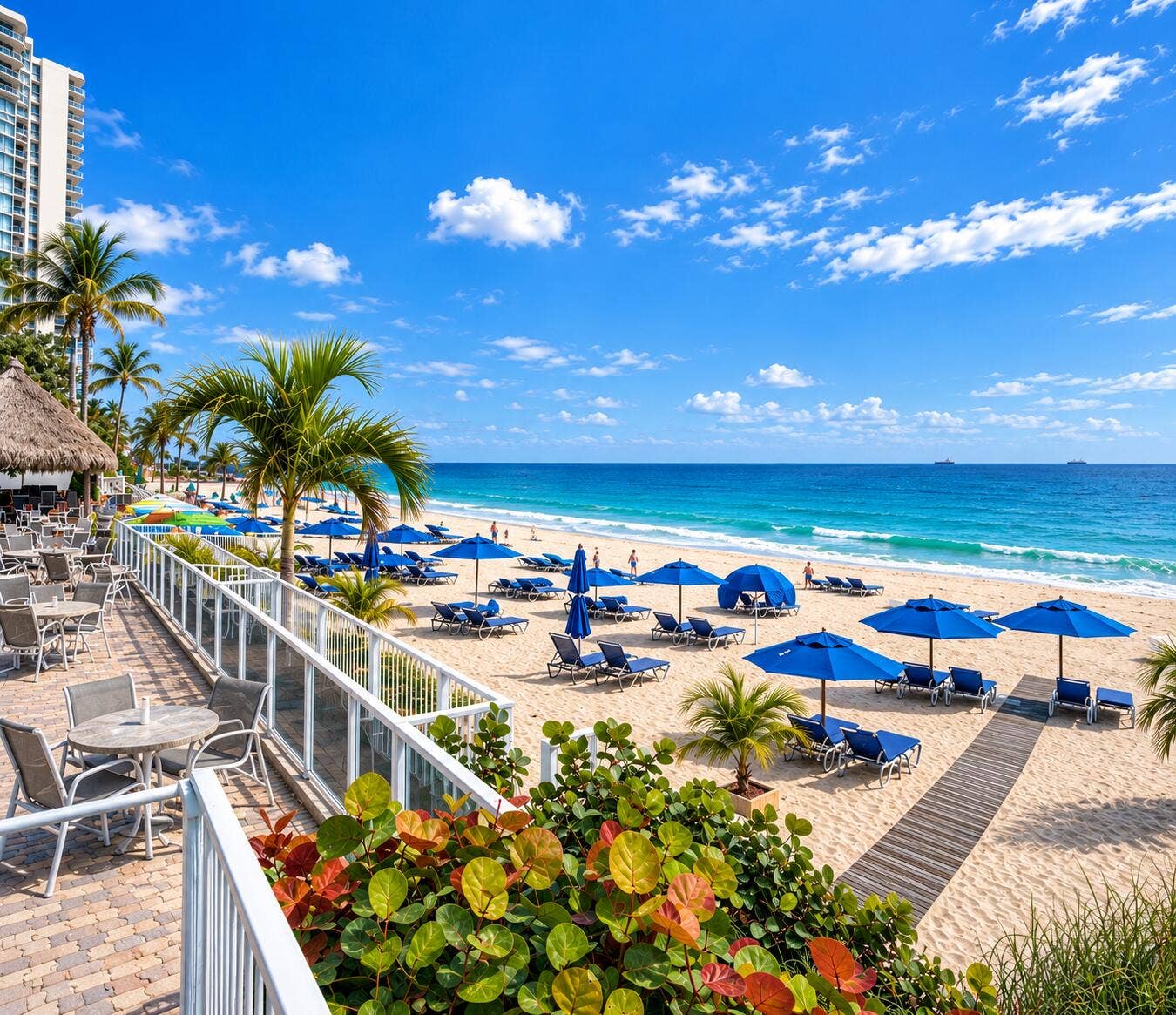 Sunny Tropical Beachfront Resort Terrace