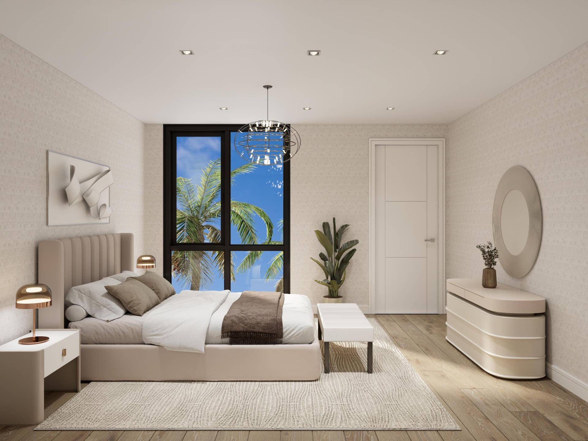 140 SE 5th Avenue, #5, Delray Beach, FL 33483 Second level primary Bedroom in Sandy Beach Color Pallet