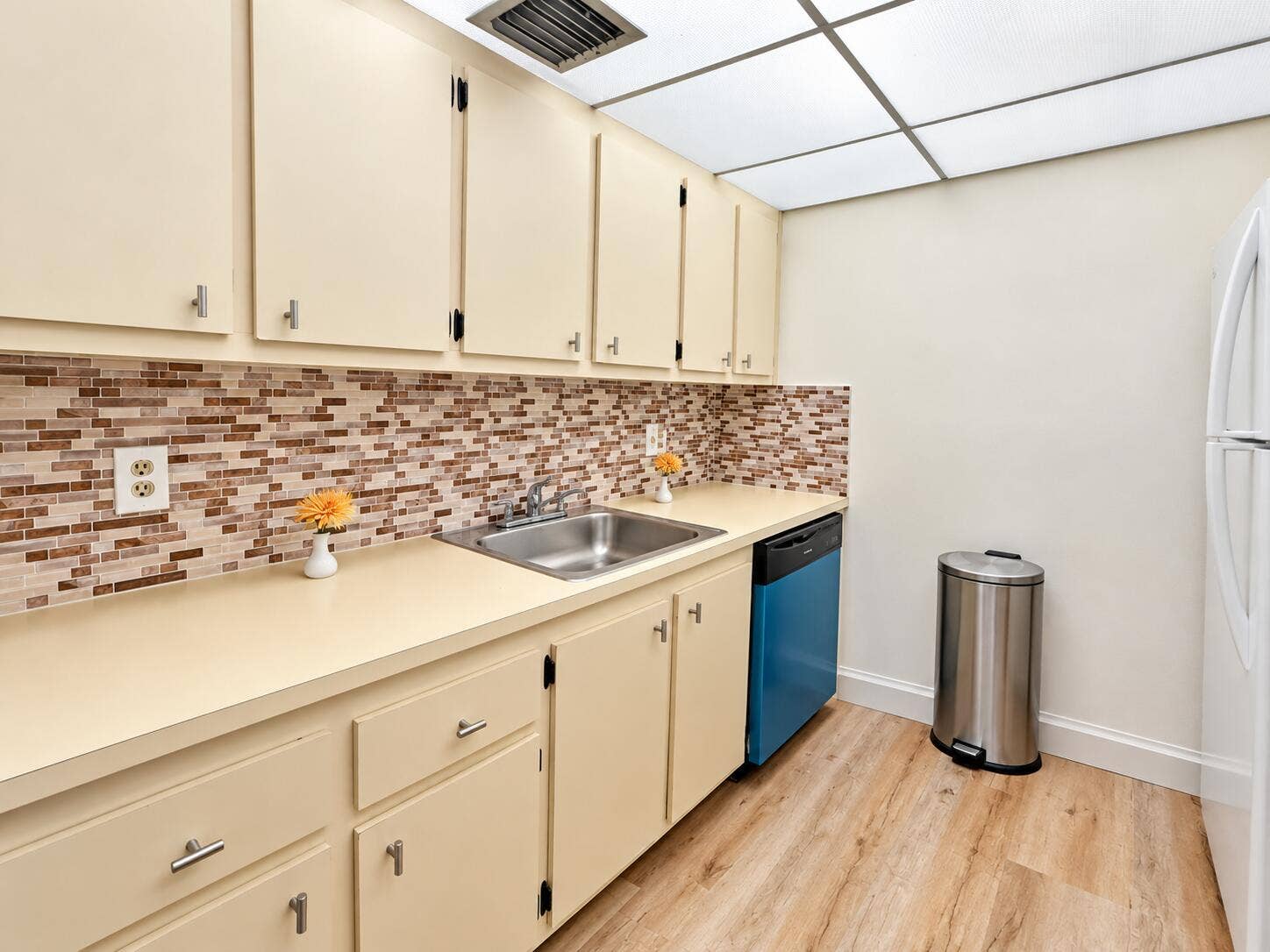 Bright Neutral Galley Kitchen