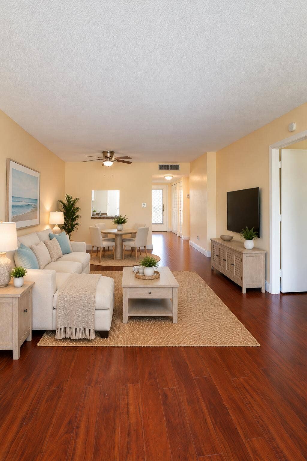Modern Living Room with Centered Dining