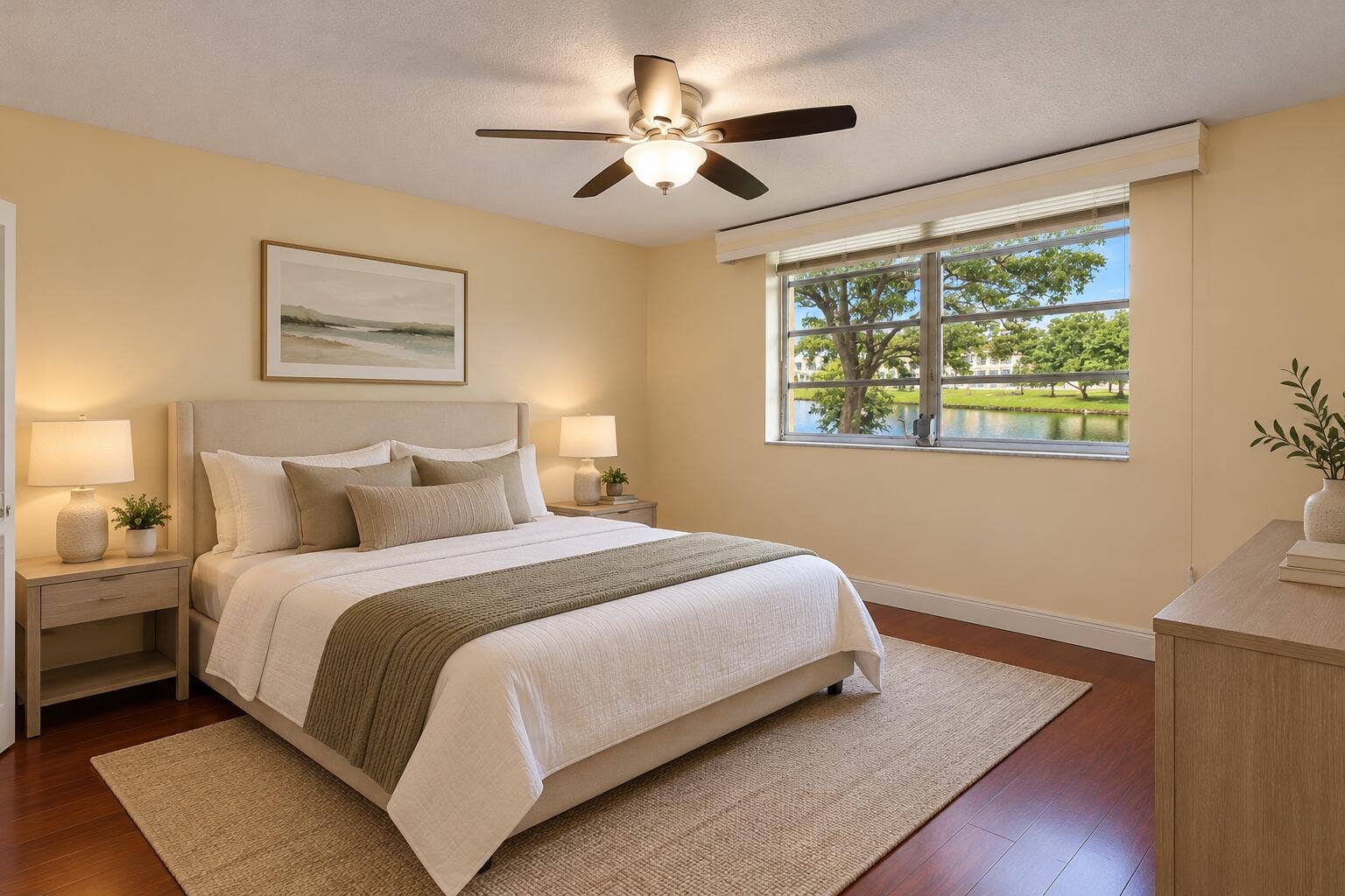 Serene Bedroom with Lake View
