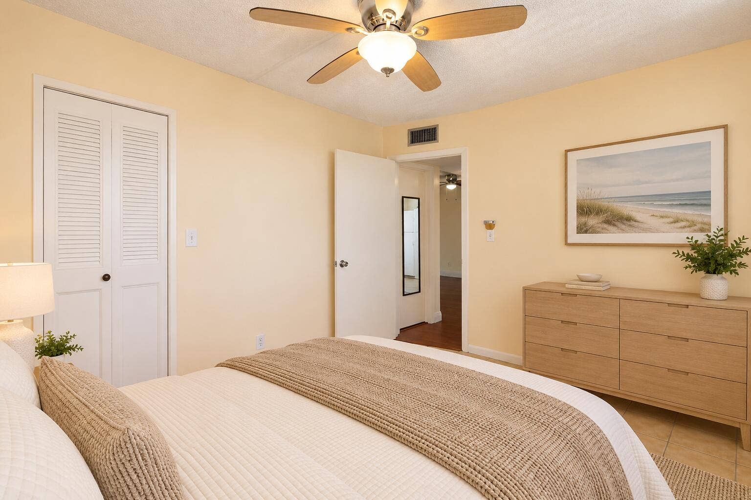 Warm Coastal Bedroom Interior