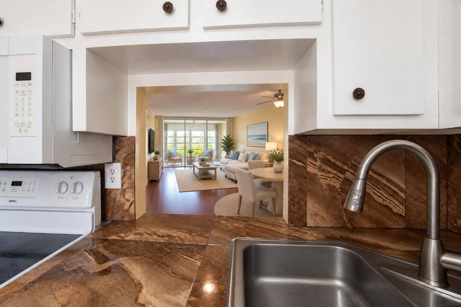 Coastal Kitchen Pass-Through to Staged L