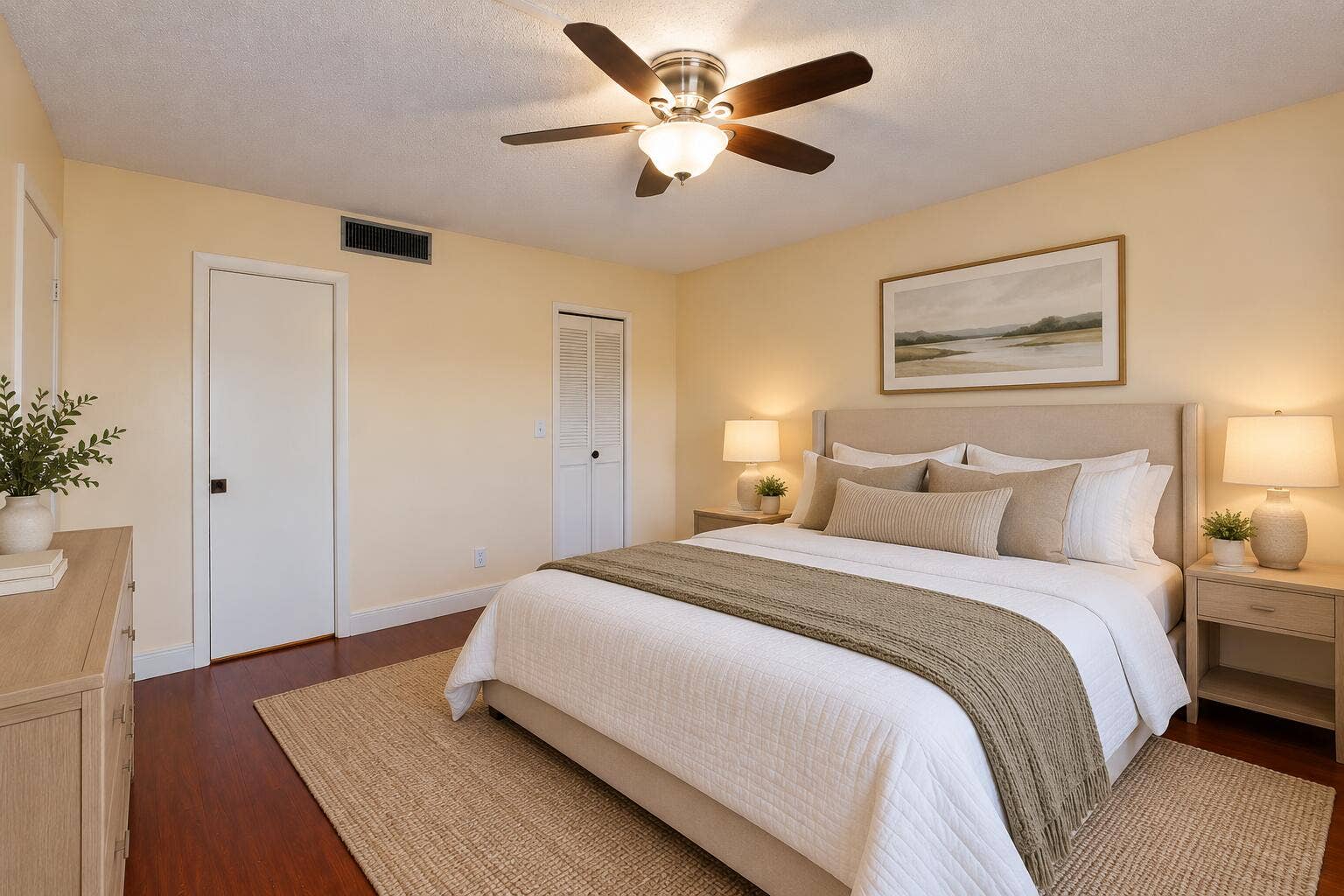 Cozy Neutral Bedroom with Woven Accents