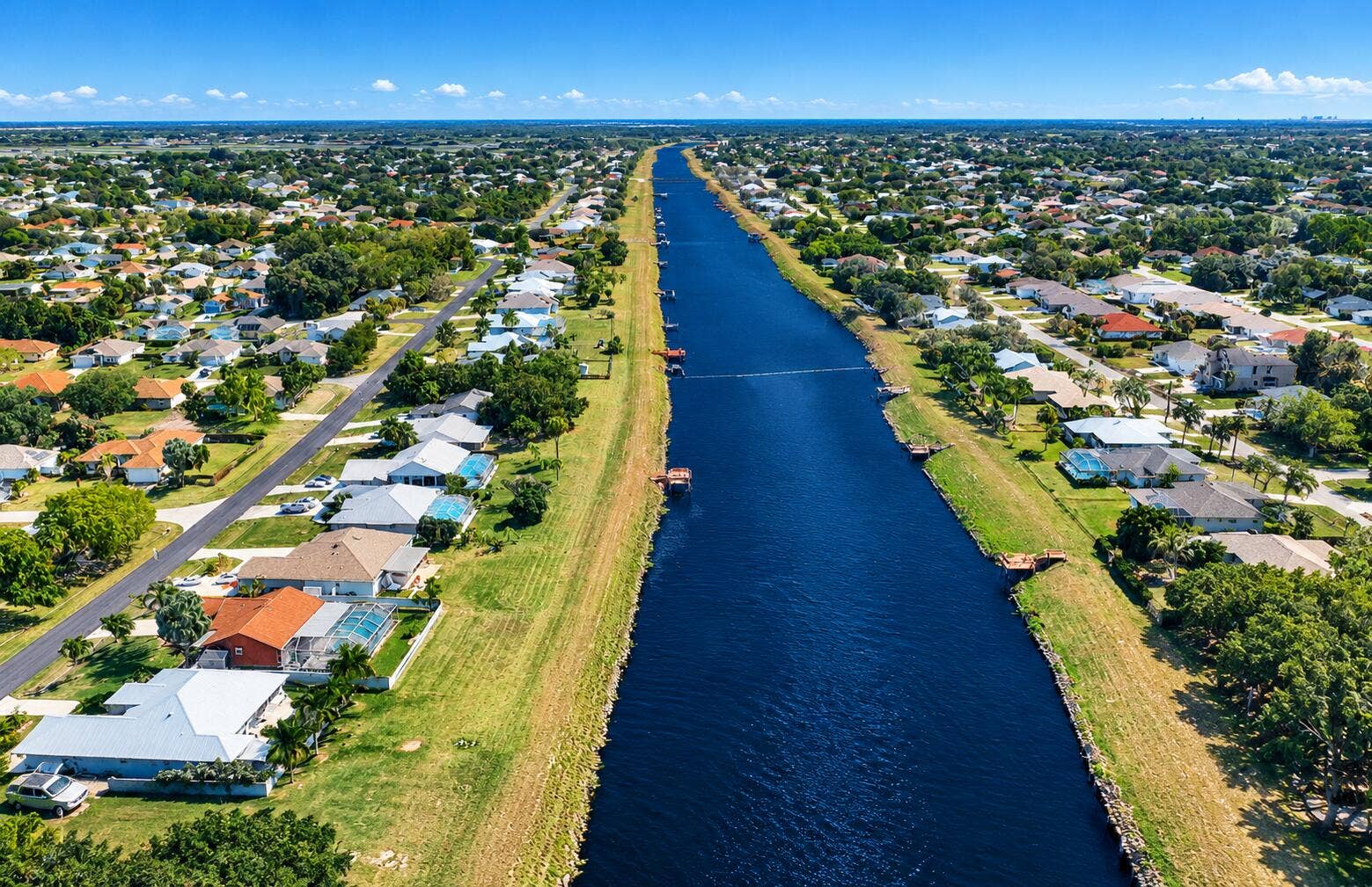 Aerial Canal Neighborhood Panorama