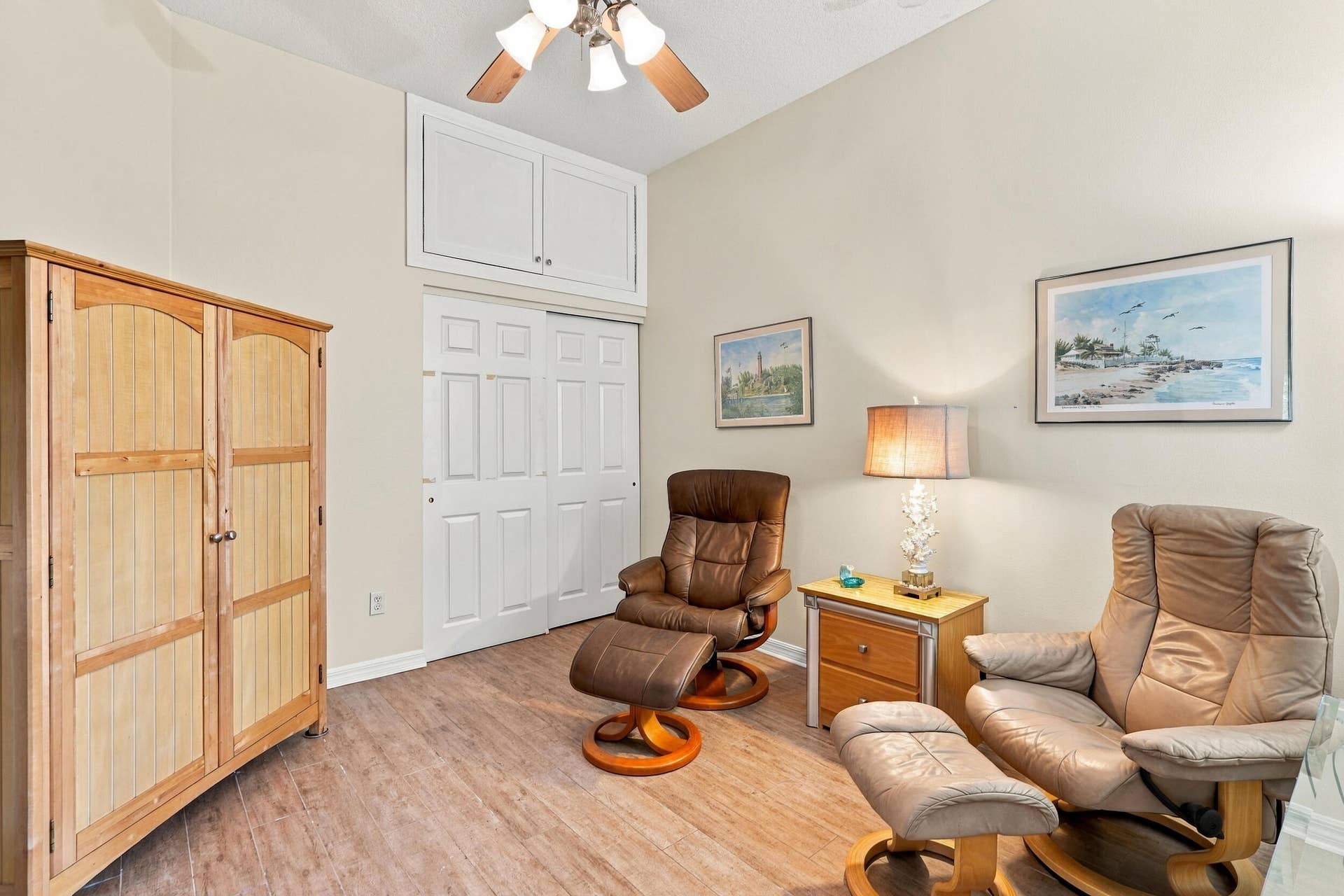 91 Southpointe Drive, Fort Pierce, FL 34949 Bedroom in front of home. Extra storage areas have been added above several closets. Great place to store those less-used items.