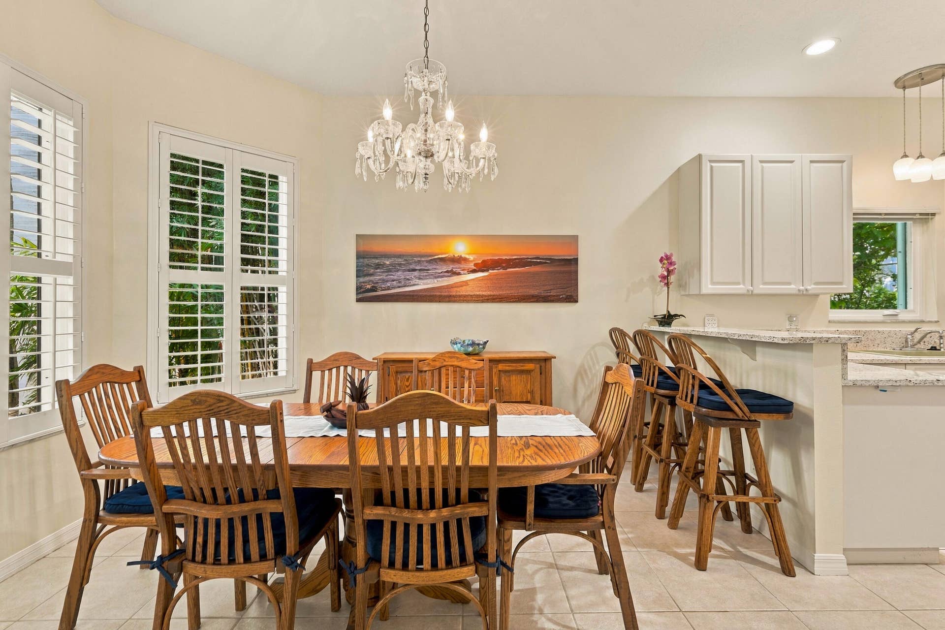 91 Southpointe Drive, Fort Pierce, FL 34949 Separate dining room is adjacent to the kitchen. Notice the Waterford crystal chandelier (included in sale).