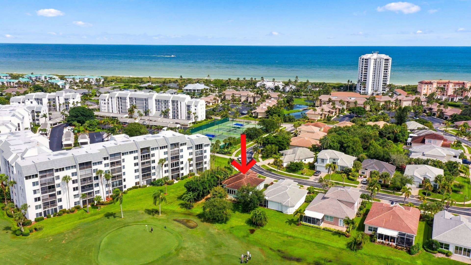 91 Southpointe Drive, Fort Pierce, FL 34949 Aerial view. Home faces east.