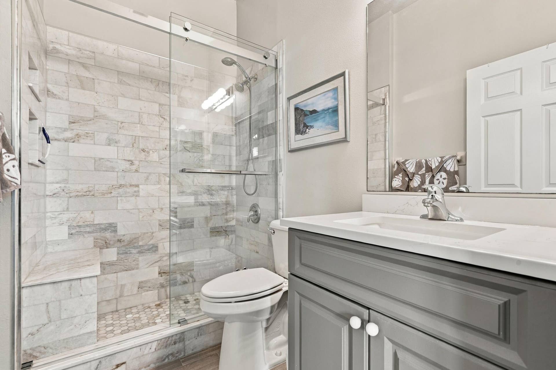 91 Southpointe Drive, Fort Pierce, FL 34949 Guest bath has been upated to include a tiled walk-in shower.
