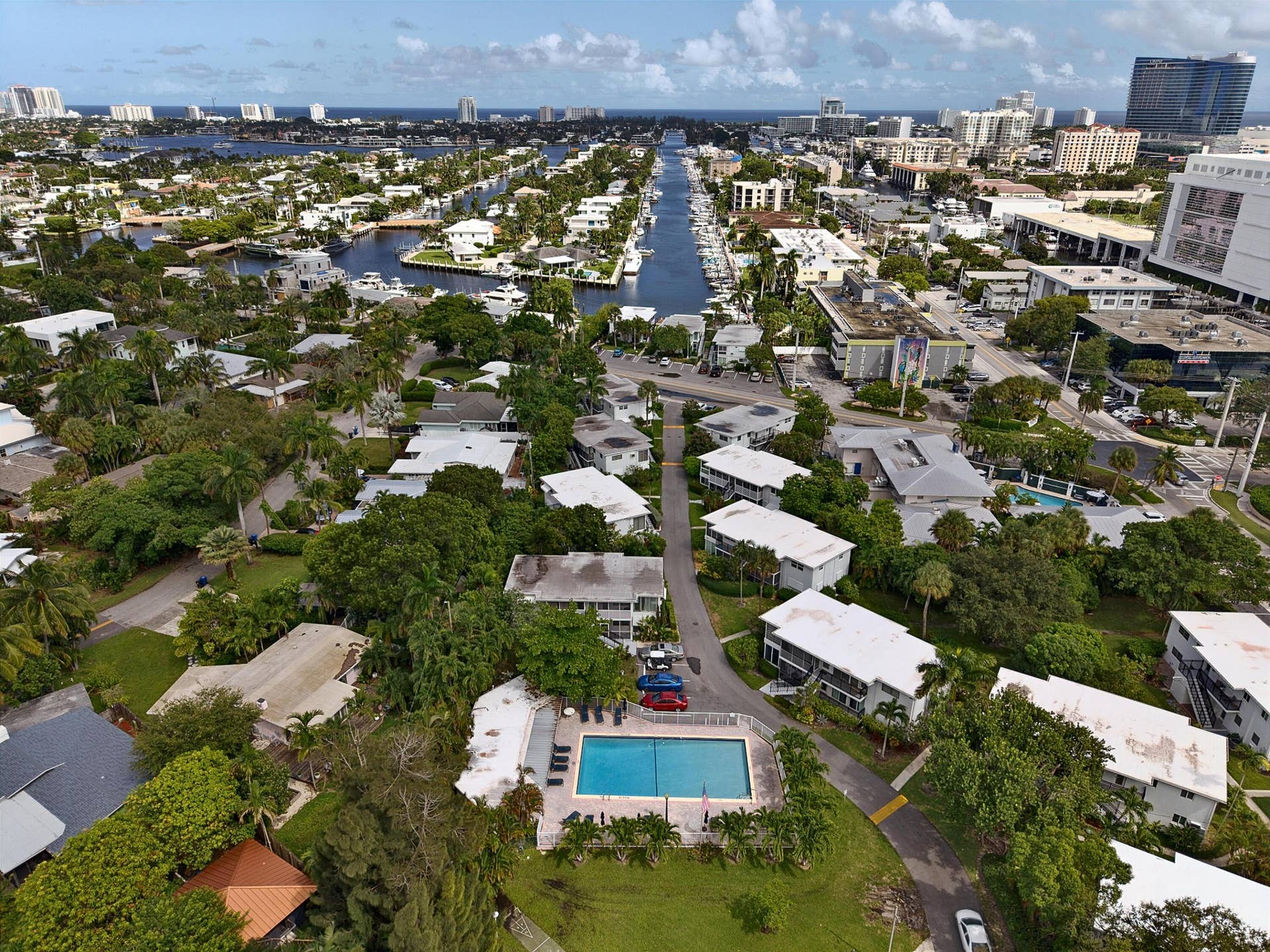 1430 Cordova Road, #24D, Fort Lauderdale, FL 33316 Ariel View of Community looking east towards the beach