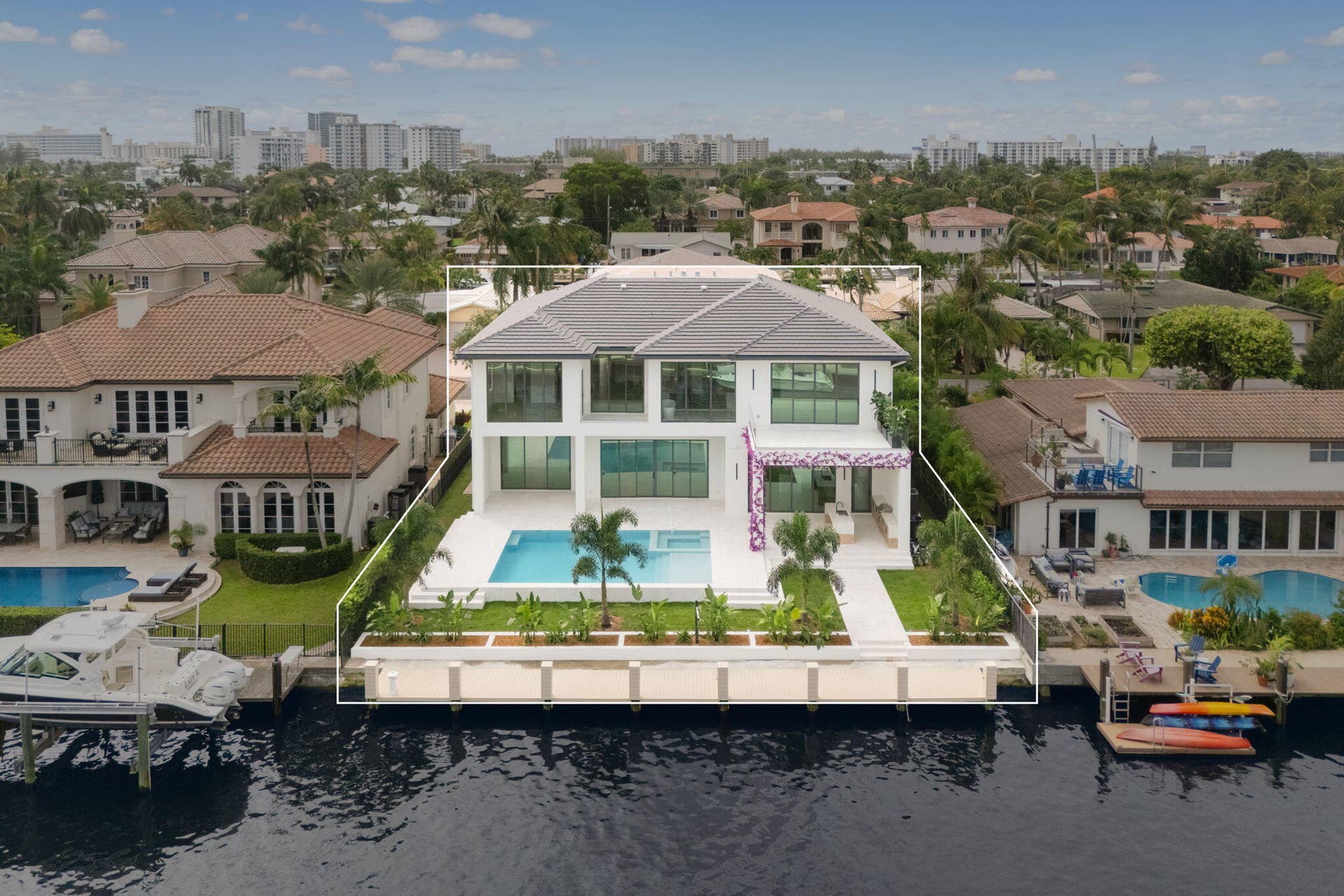 2921 NE 23RD Street, Pompano Beach, FL 33062 Drone rear 2 outlined