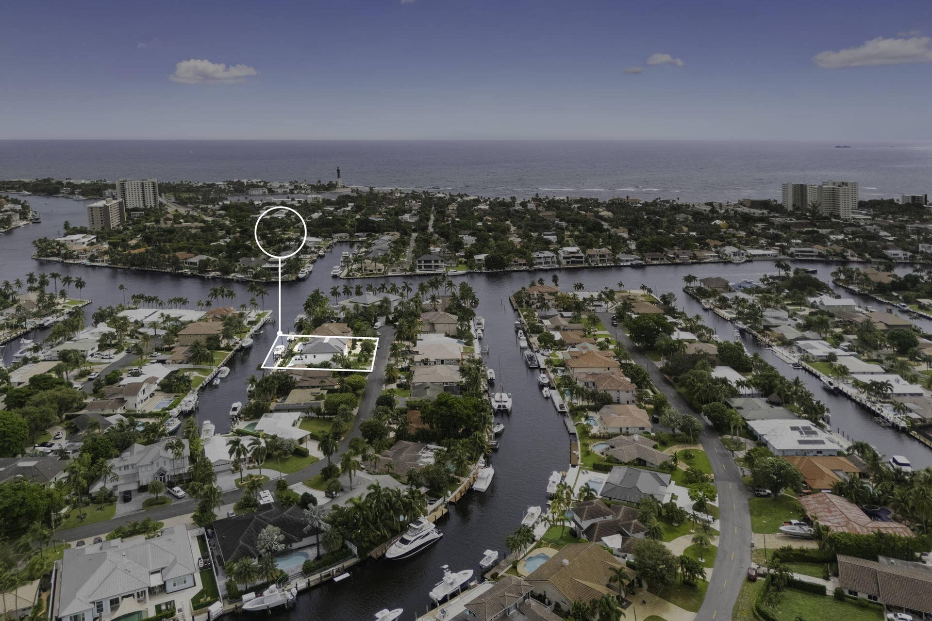 2921 NE 23RD Street, Pompano Beach, FL 33062 Drone house birds view house outline