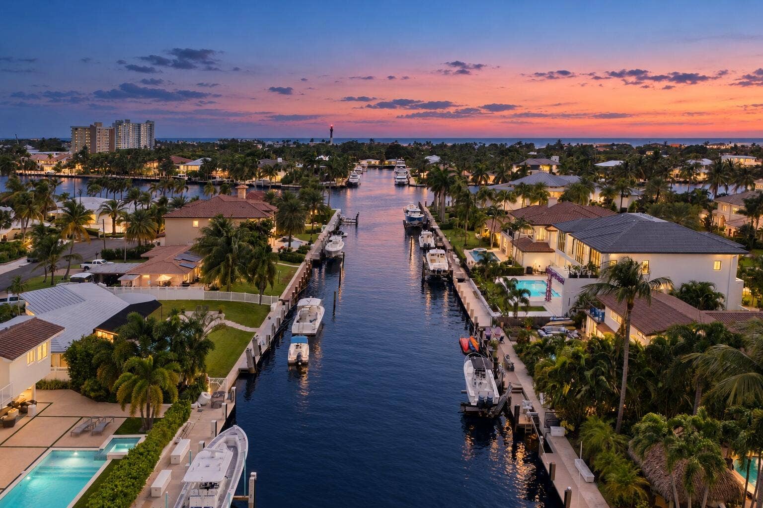 2921 NE 23RD Street, Pompano Beach, FL 33062 2921 canal photo with house on right sun