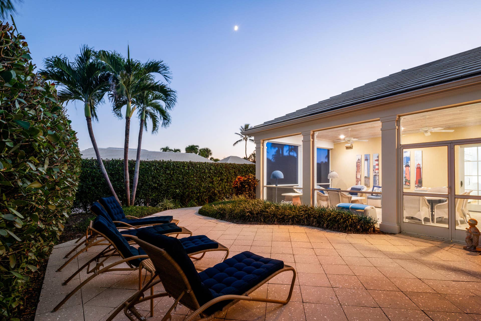 11300 Turtle Beach Road, #7, North Palm Beach, FL 33408 Patio at Twilight