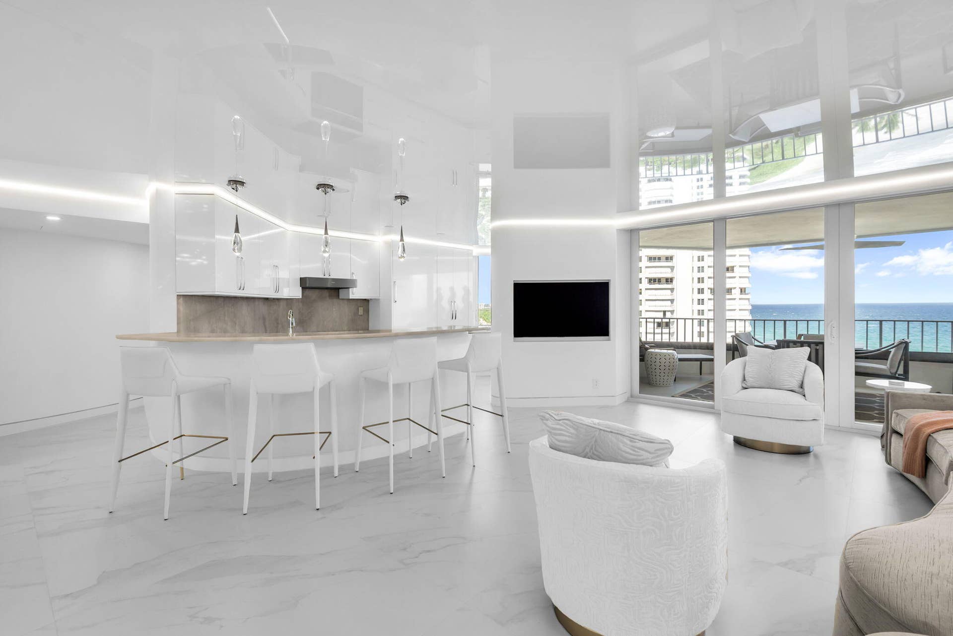 550 S Ocean Boulevard, #1205, Boca Raton, FL 33432 Living Room + Kitchen