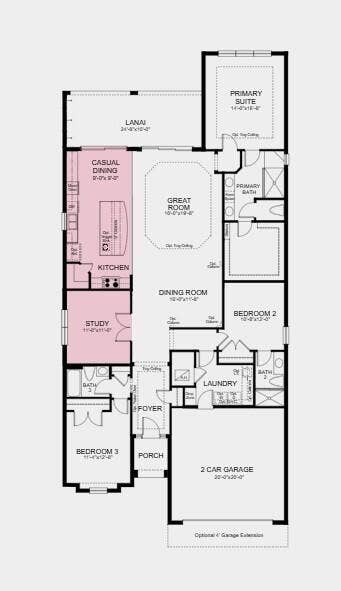 13522 SW Mazzano Street, Port St Lucie, FL 34987 Floor Plan - Additional Highlights Include: impact windows, 10' ceilings, 8' interior doors, 4' garage extension, pre-plumb for future laundry sink, outdoor kitchen rough-in, and upgraded cabinets, countertops, and flooring