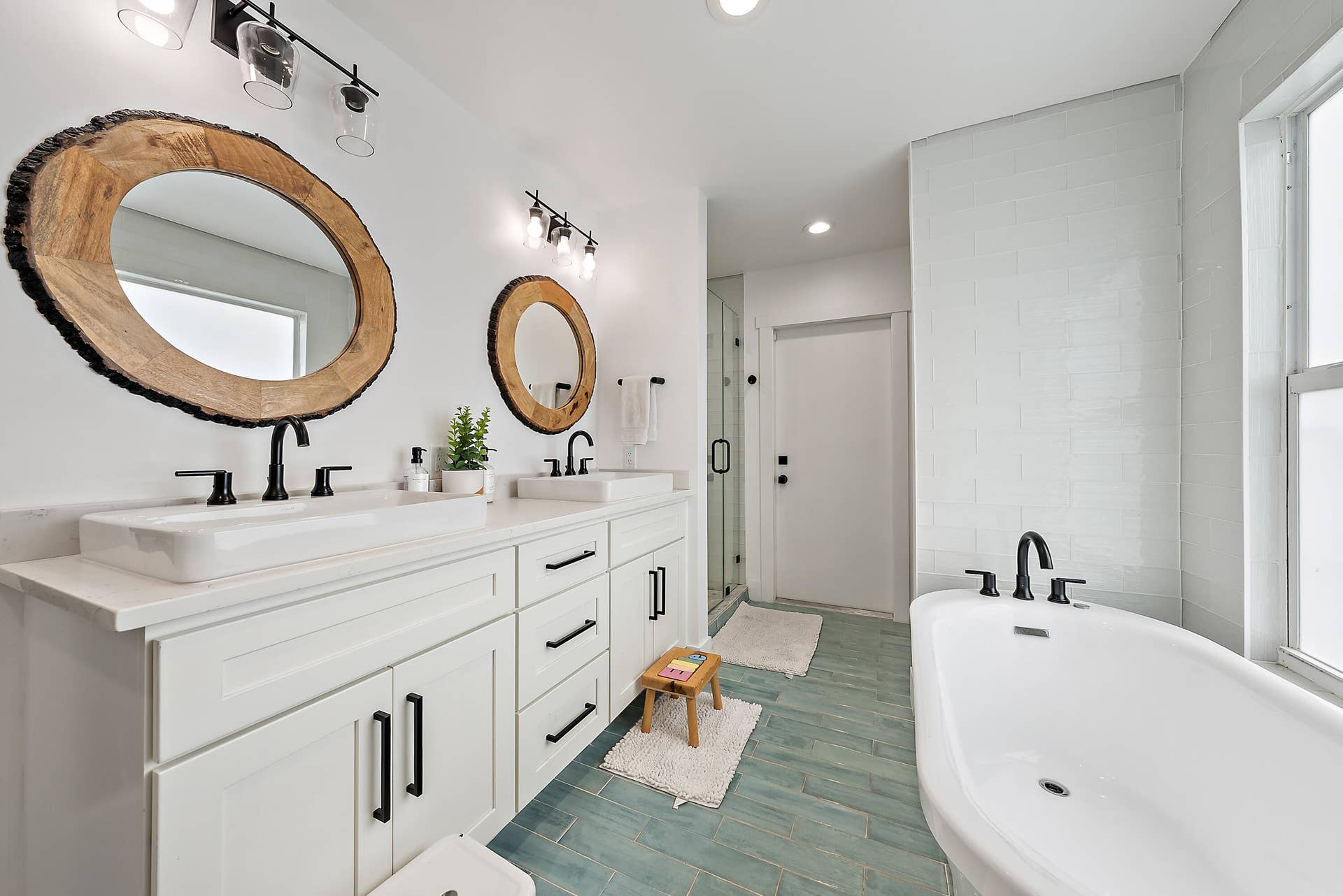 6204 SAND PINE Court, Jupiter, Jupiter, FL 33458 Dual vanity with rectangular vessel sinks, quartz countertops, and matte black fixtures