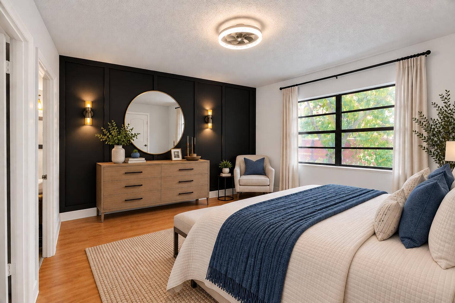 134 S CYPRESS Road, #425, Pompano Beach, FL 33060 master bedroom blue pillow