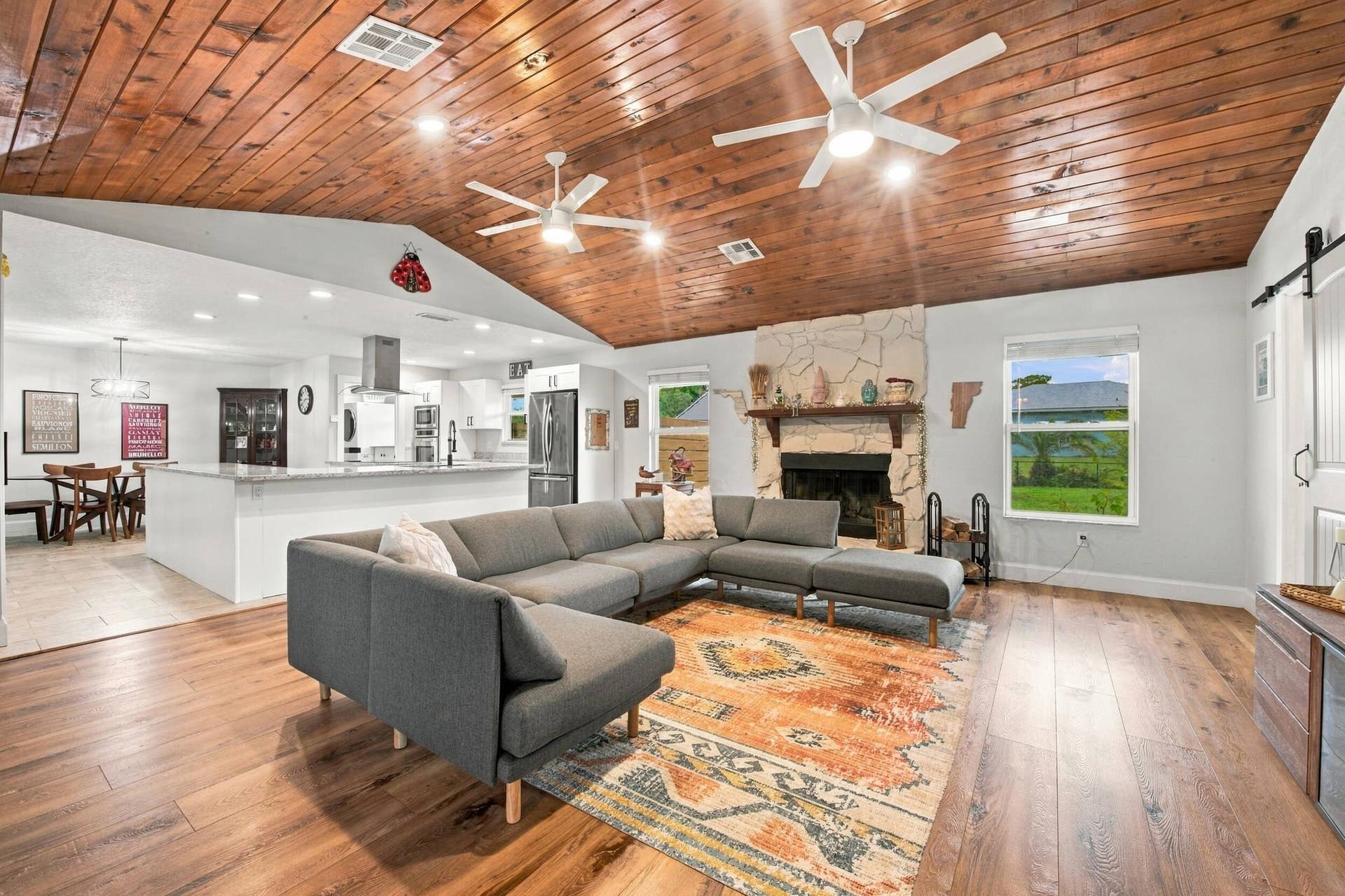 Real wood fireplace