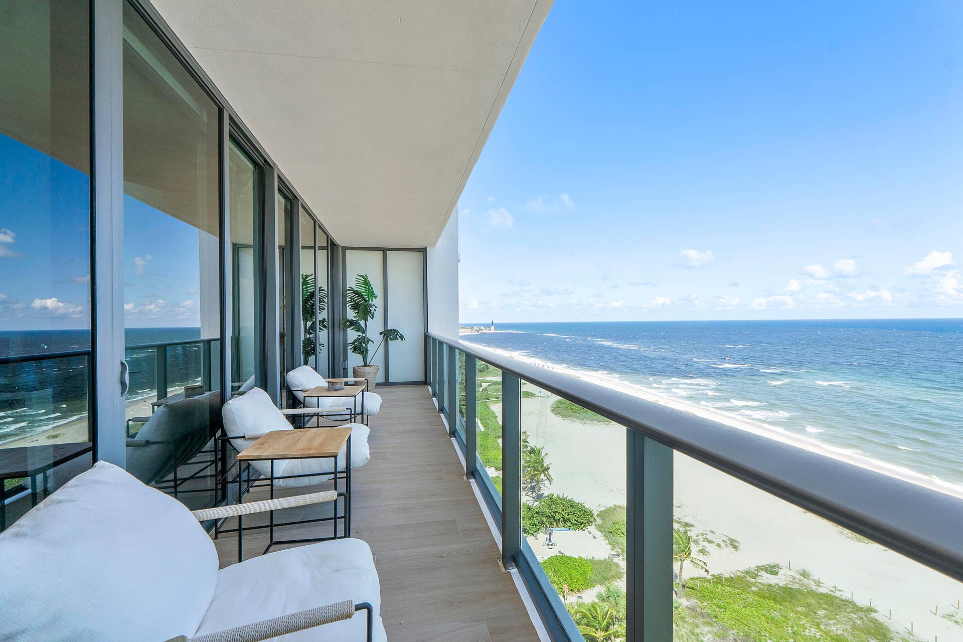 With these elegant glass railings, enjoy the unobstructive beautiful oceanview's and ocean breezes.
