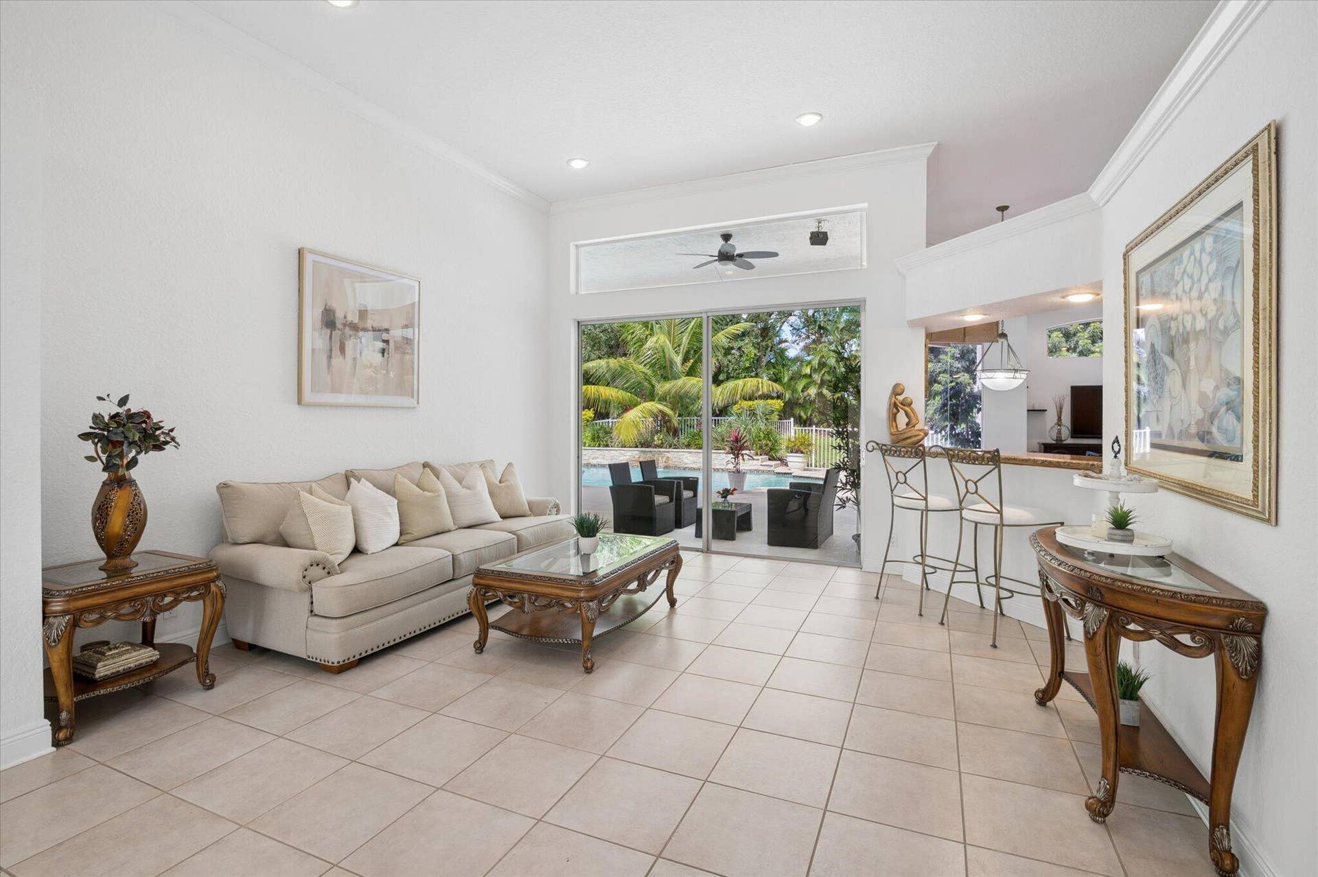 Living room views to back patio