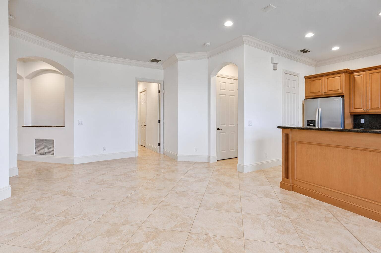 Bright Empty Open-Plan Interior with Arc