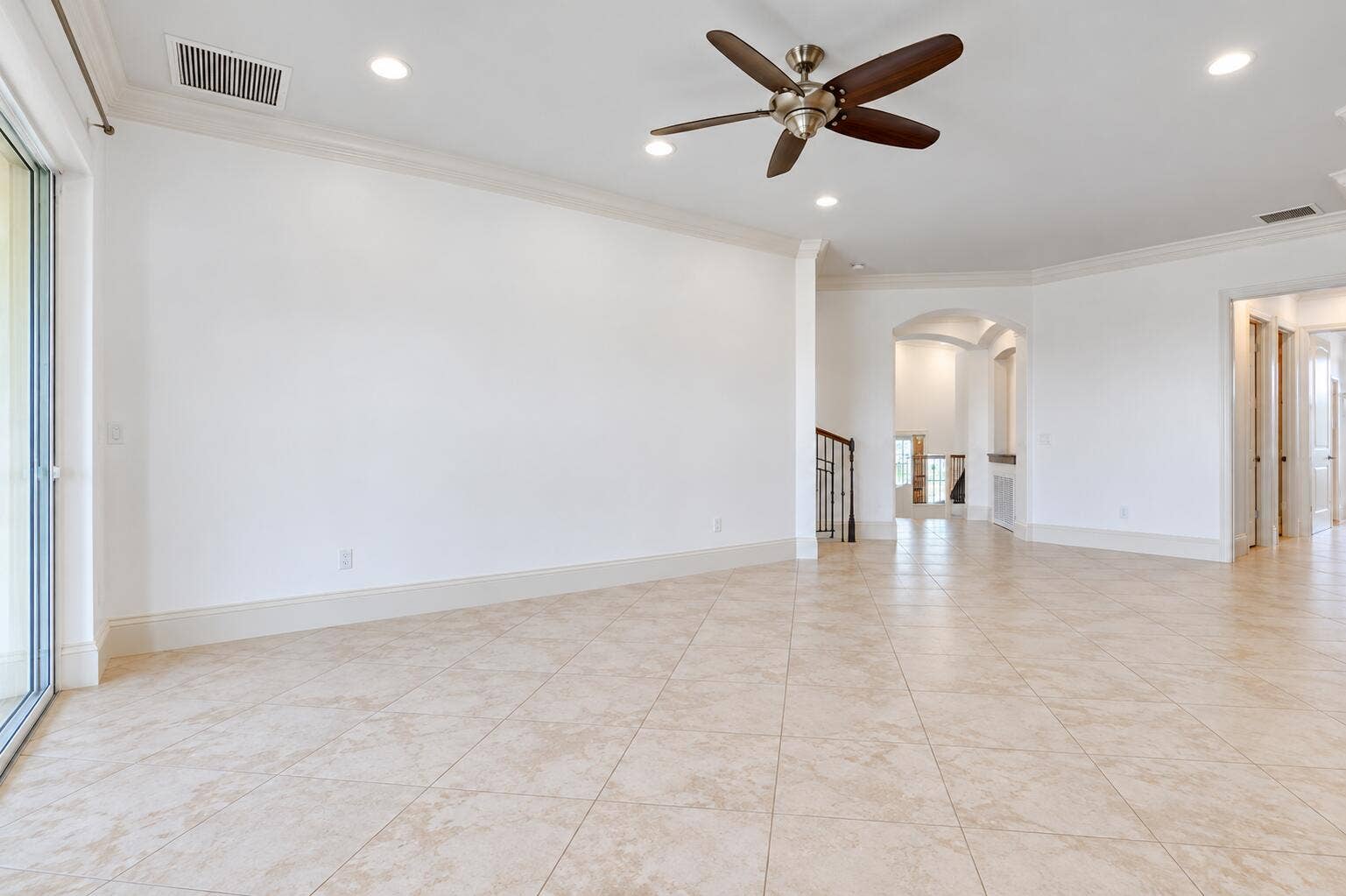Empty Modern Interior with Arched Hallwa