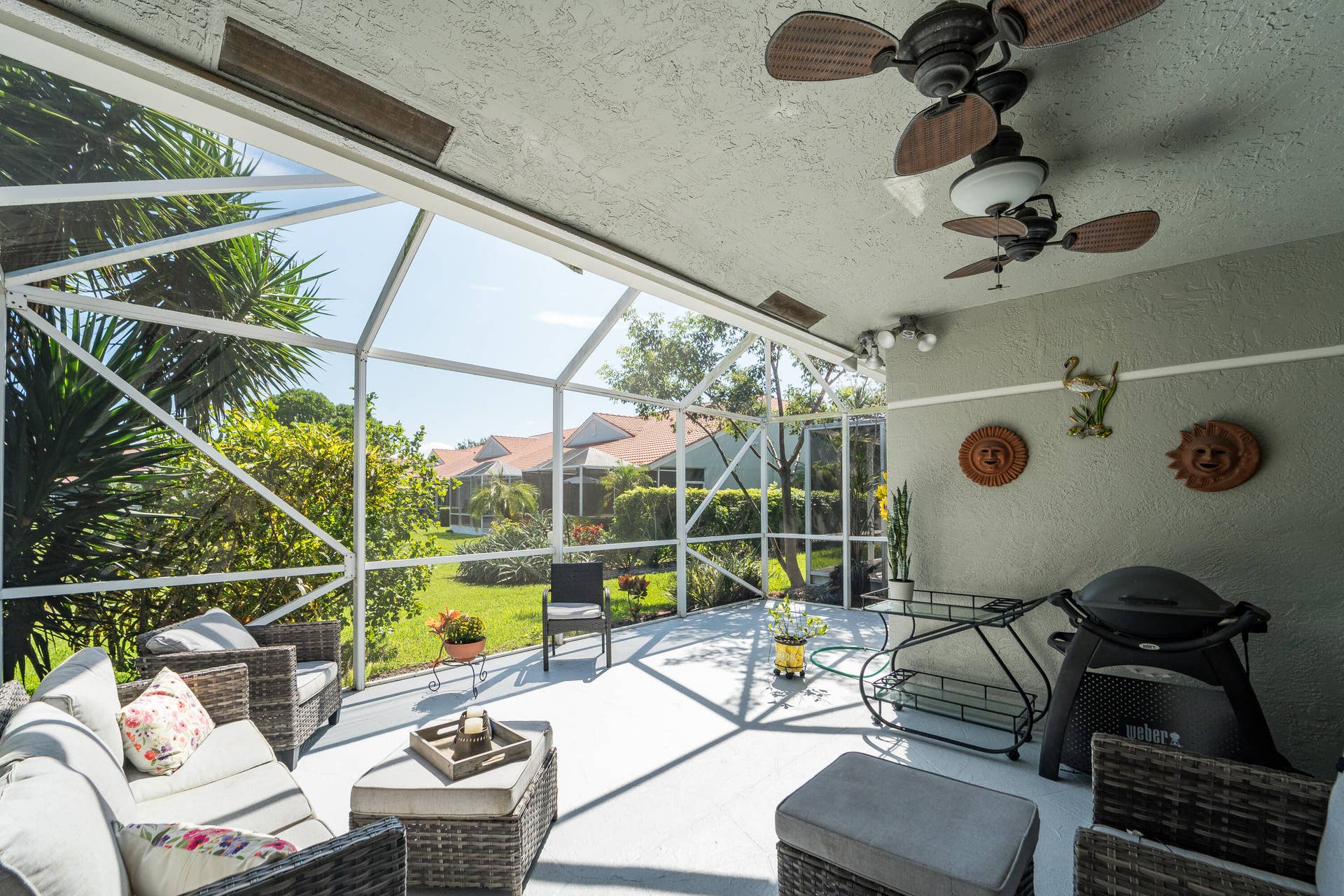 8116 Cormyour Way, Boynton Beach, FL 33472 Extra wide and large East Exposure Patio with lights and ceiling fan. Room for dining in or outdoors.