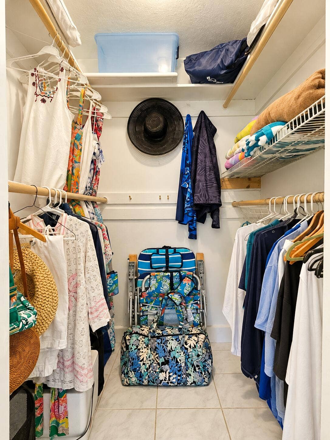 Bright Tropical Walk-In Closet